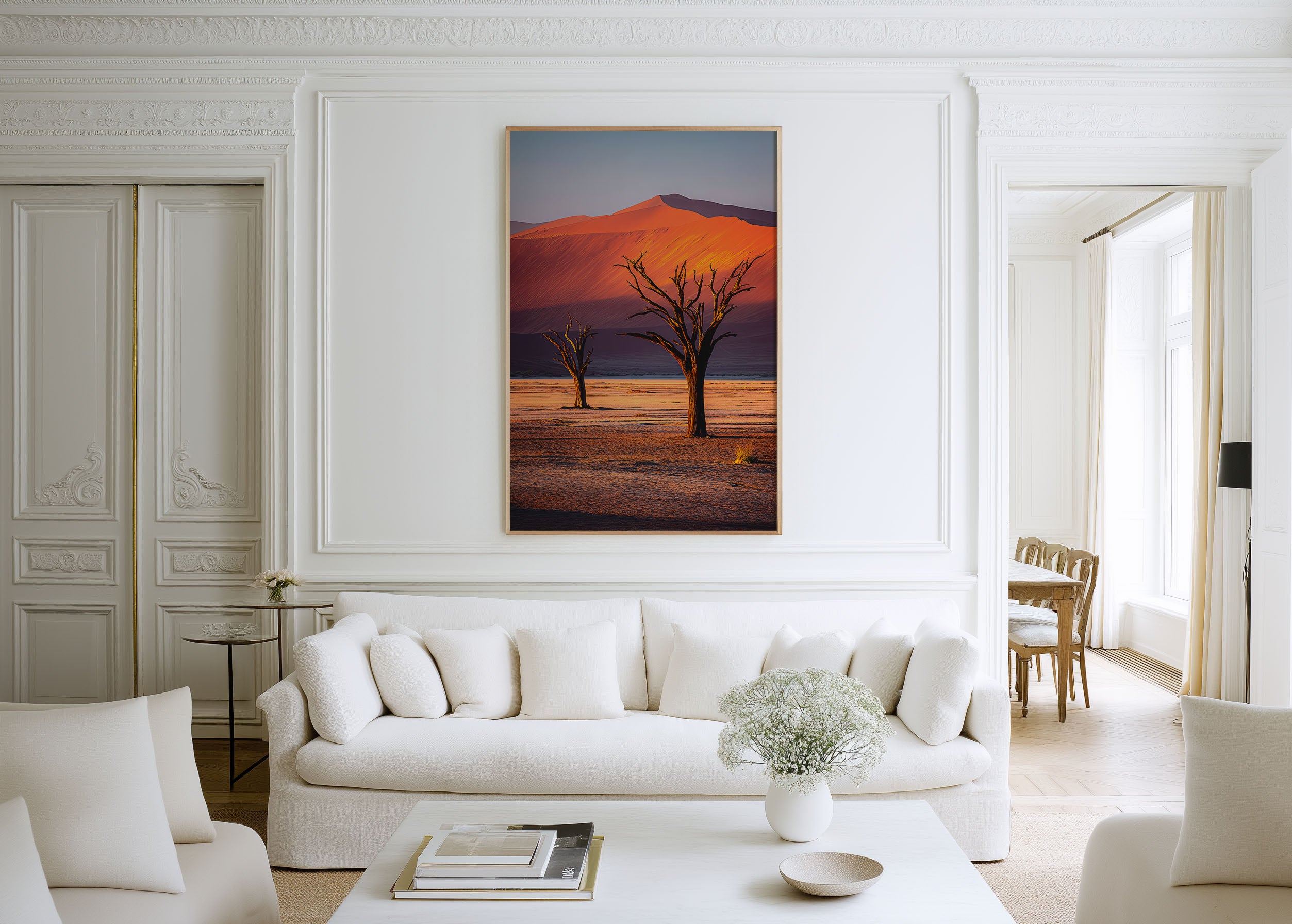 Namib Desert Dead Trees Red Sand Dunes Sunrise Deadvlei Namibia Wall Art Print | Africa Desert Landscape Photography Poster | Minimalist Nature Decor