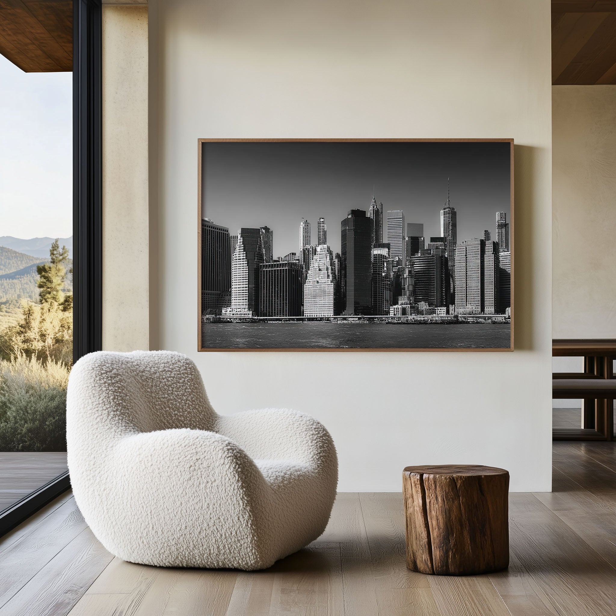 New York Skyline Black & White Wall Art Print