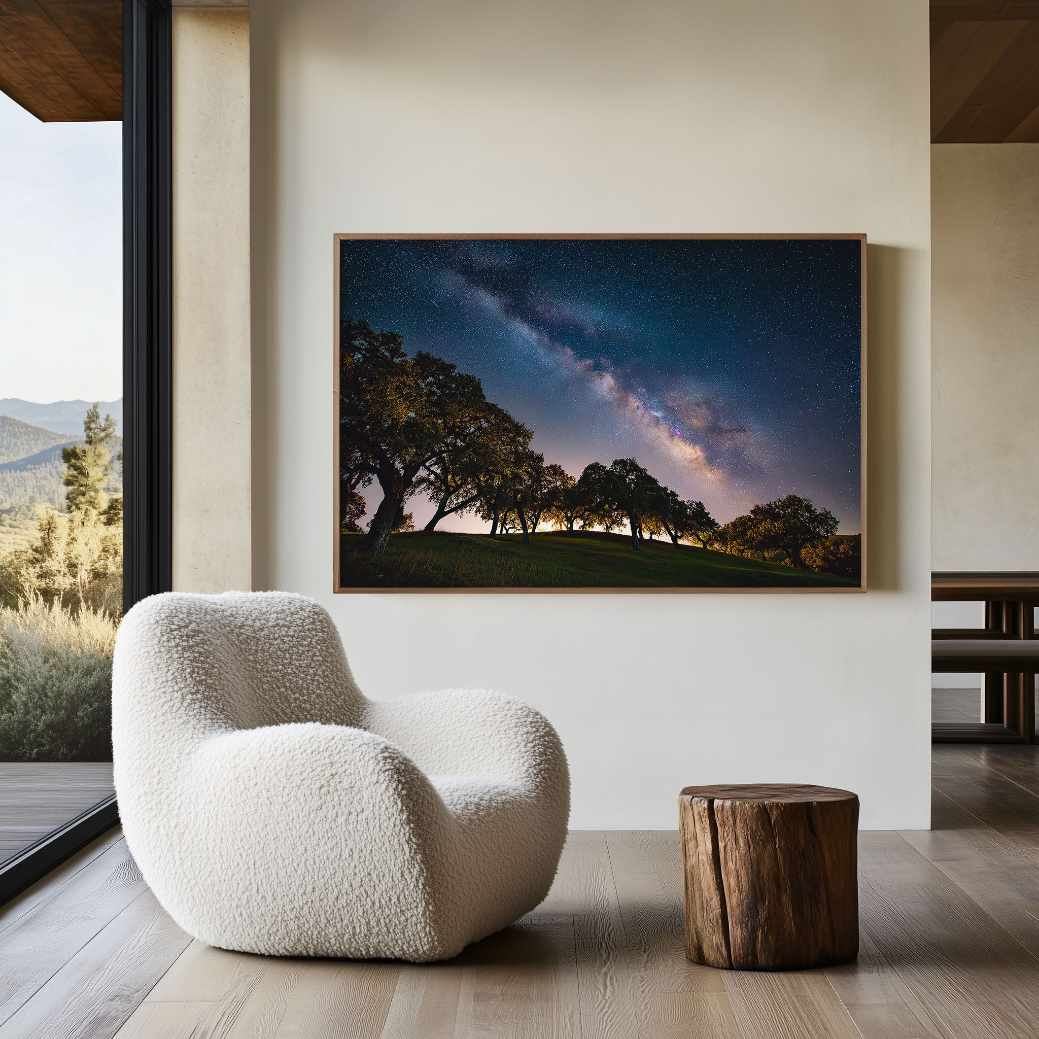 Night Sky Over Rolling Hills Wall Art – Milky Way Landscape Print