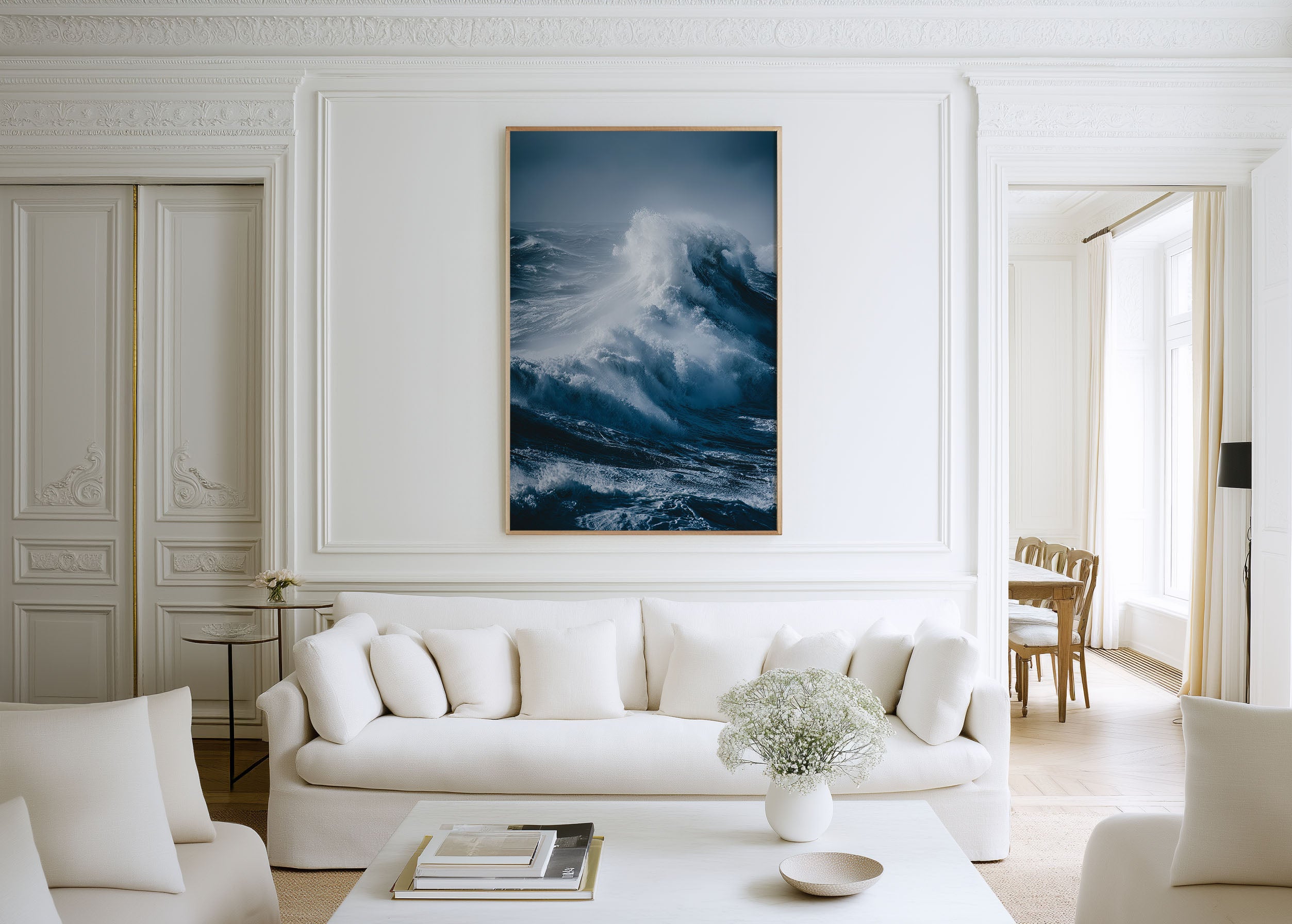 North Atlantic Storm Wave Wall Art Print | Dark Blue Ocean Photography | Dramatic Seascape Crashing Wave Poster