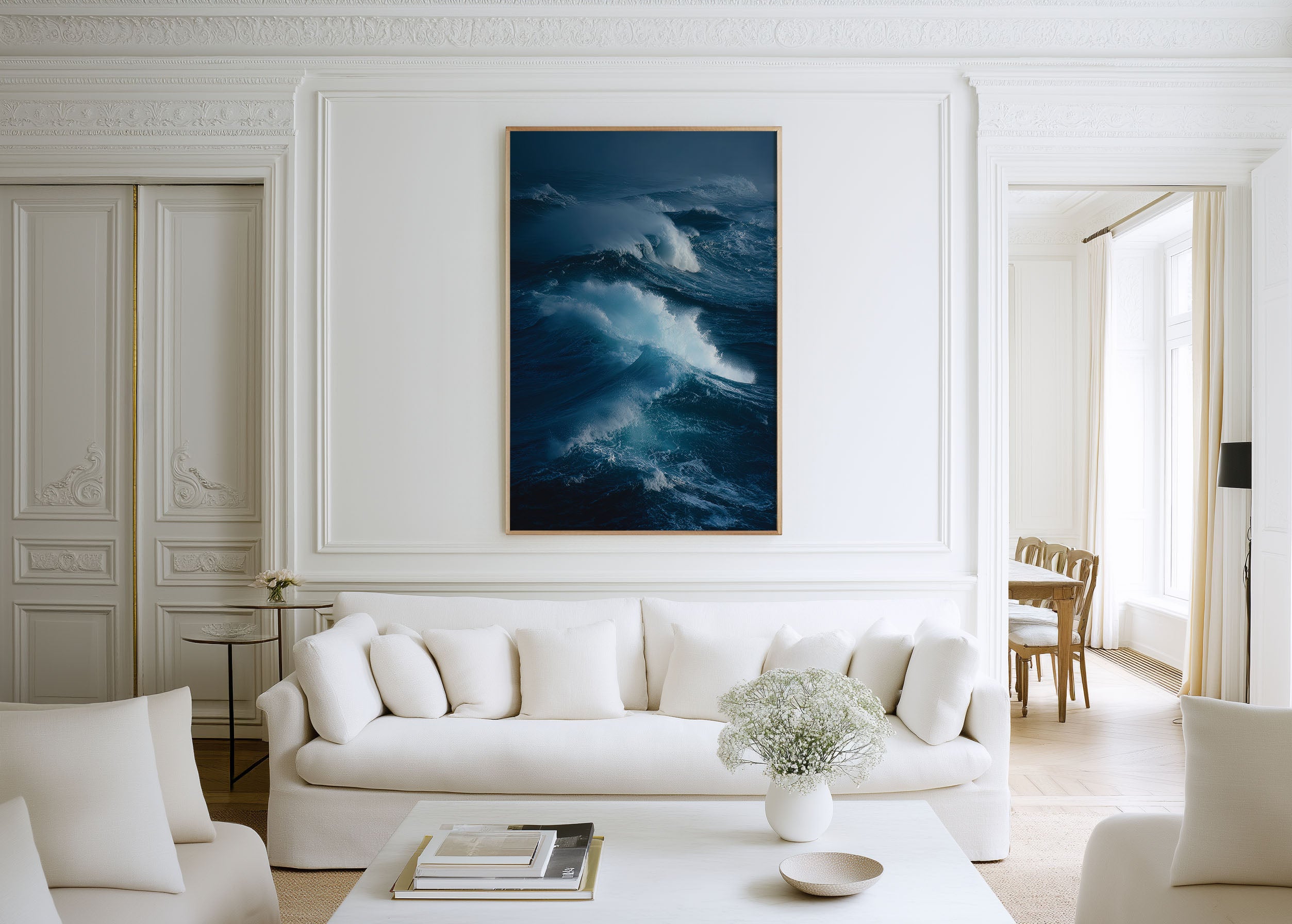 Atlantic Storm Swell Ocean Wall Art Print | Deep Blue Rolling Waves Photography | Moody Navy Seascape Coastal Poster