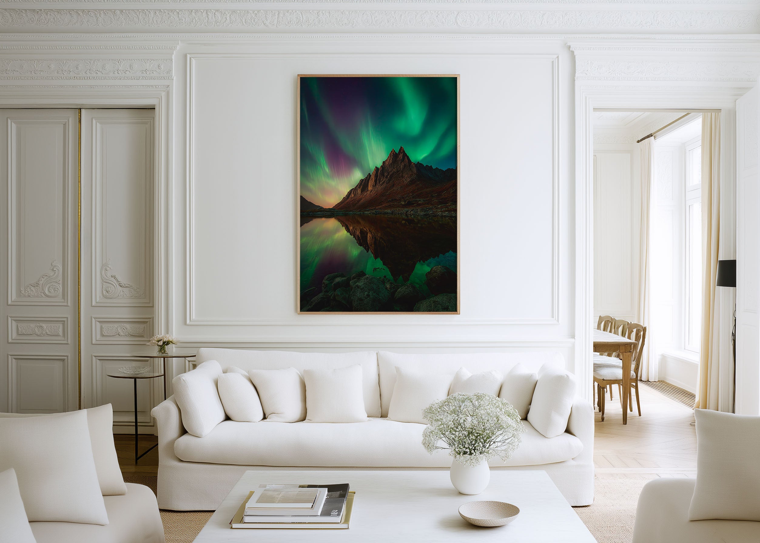 Northern Lights Print | Aurora Borealis Over Yukon Mountains | Canada Night Sky Wall Art | Landscape Photography Poster