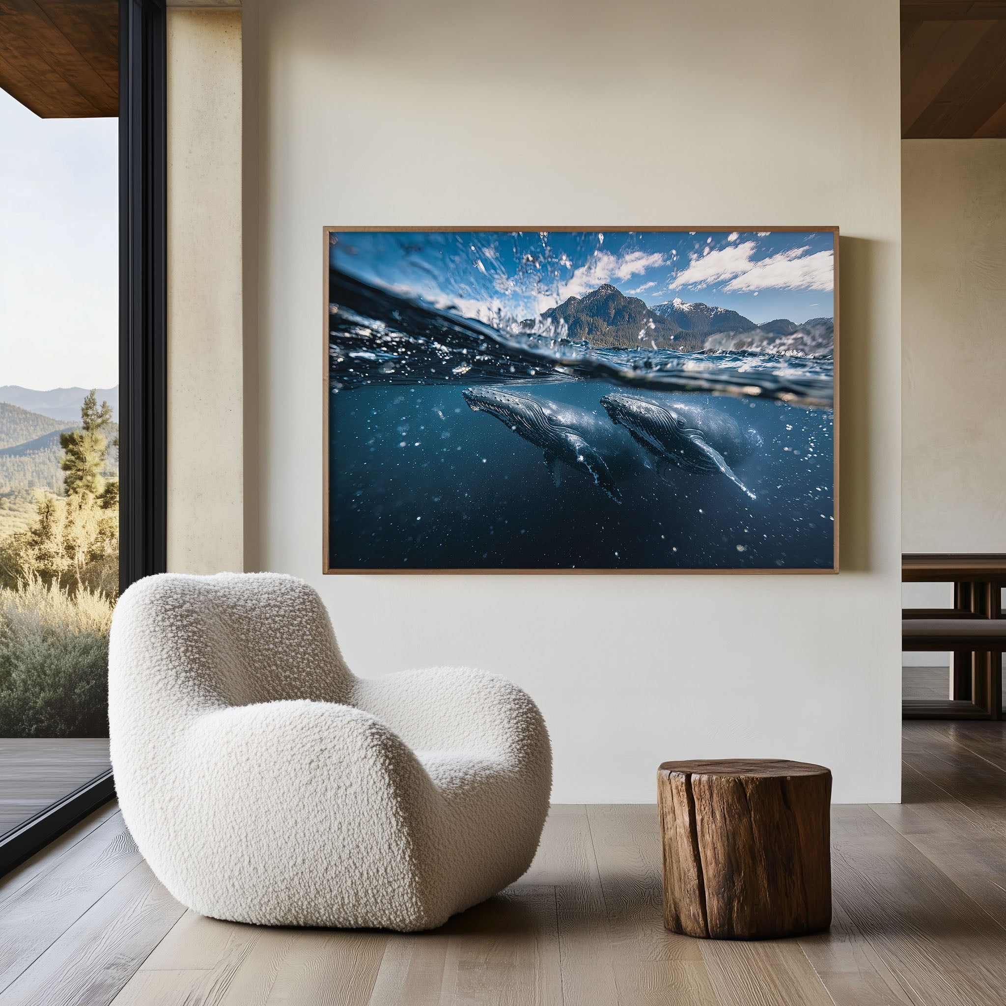 Ocean Giants – Humpback Whales Beneath the Surface Wall Art Print