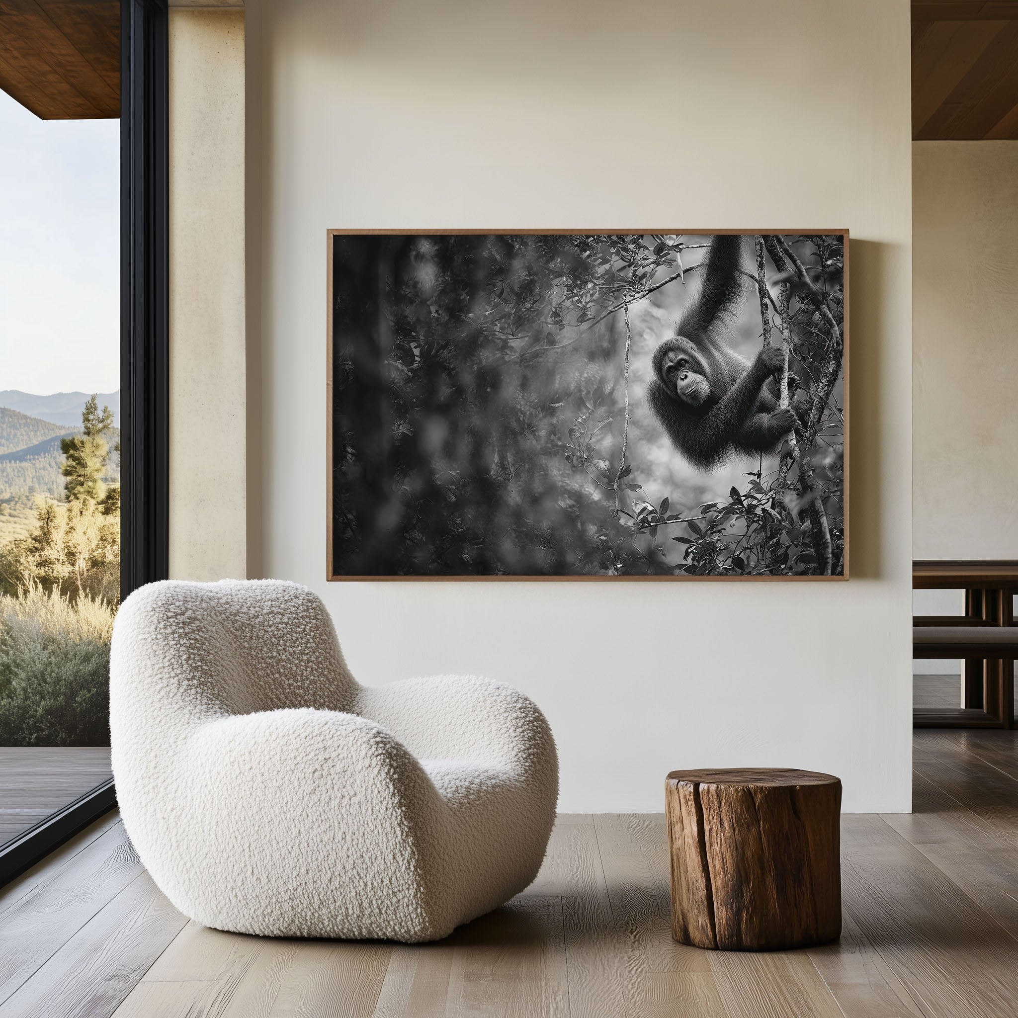 Orangutan Black & White Wildlife Wall Art
