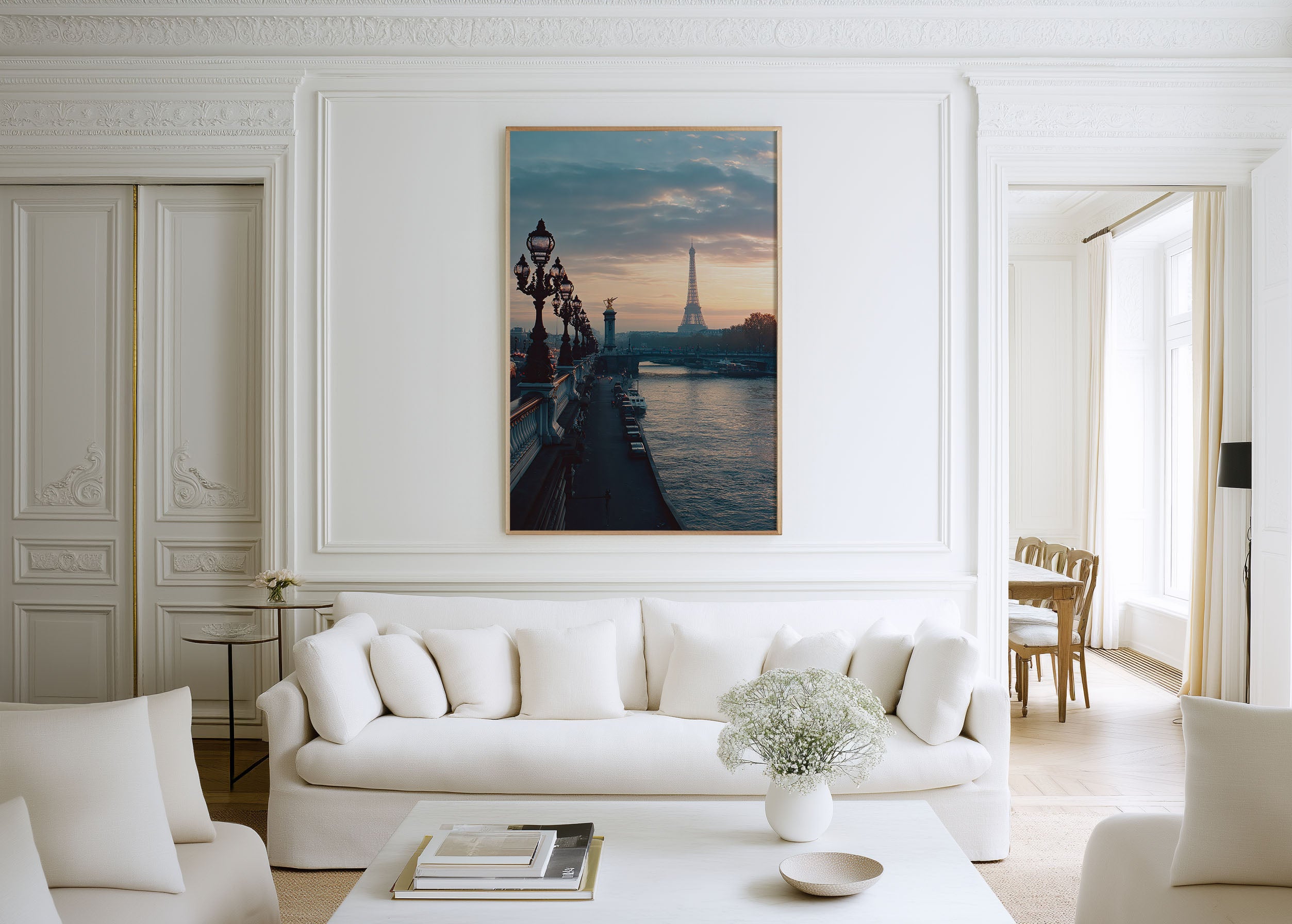 Pont Alexandre III Paris Wall Art Print | Eiffel Tower Seine River Sunset Photography | French Bridge Travel Poster | Romantic Parisian Home Decor
