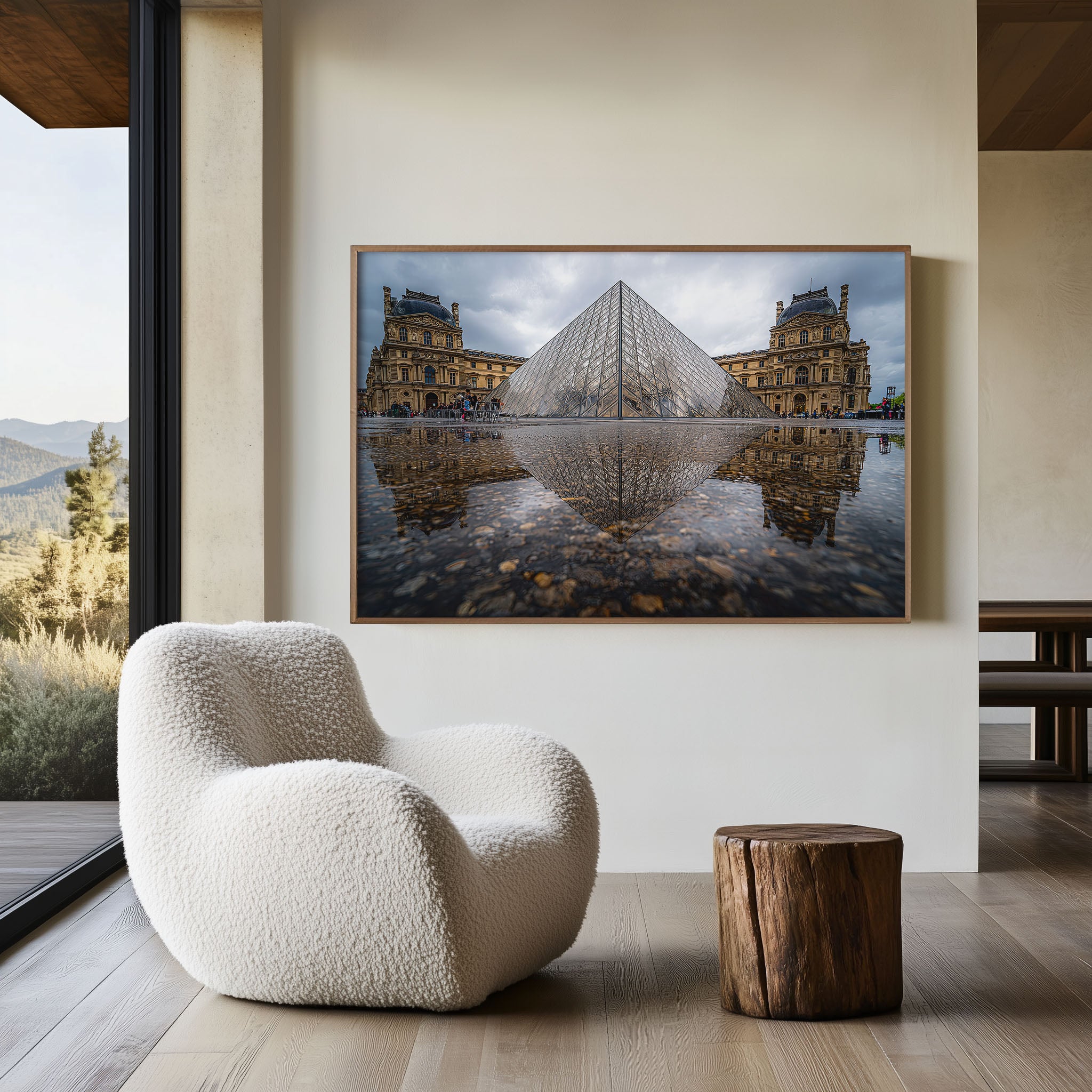 Paris Louvre Pyramid Wall Art Print | Elegant France Travel Decor