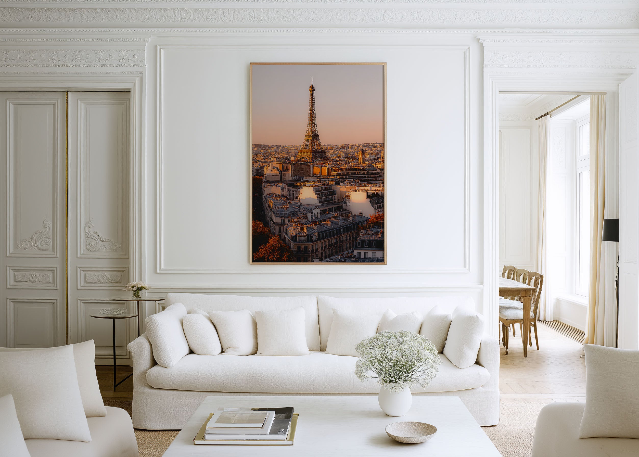 Eiffel Tower at Sunset | Paris Rooftops France Wall Art Print