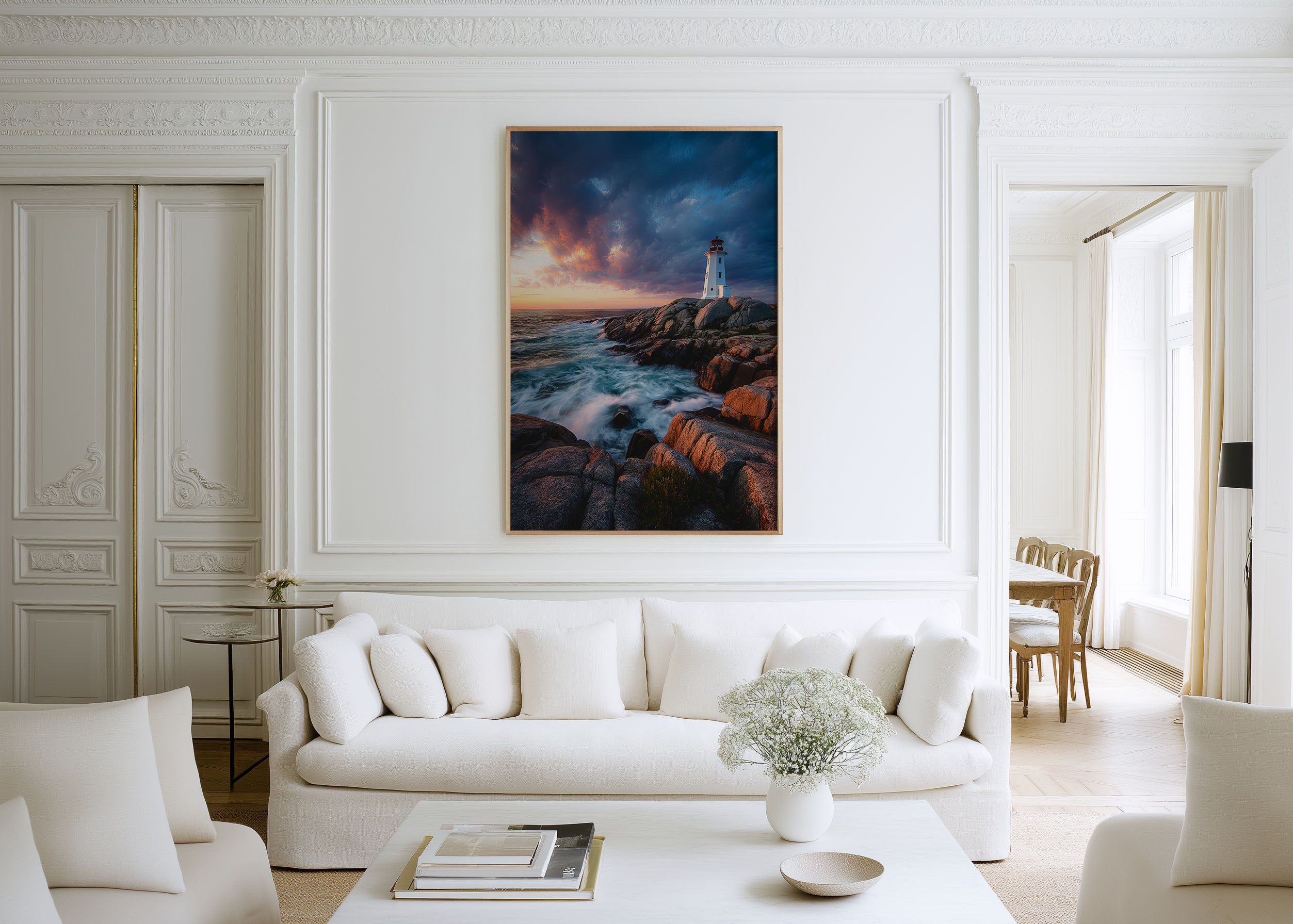 Peggy's Cove Lighthouse Nova Scotia Print | Dramatic Coastal Sunset Wall Art | Canadian Maritime Photography