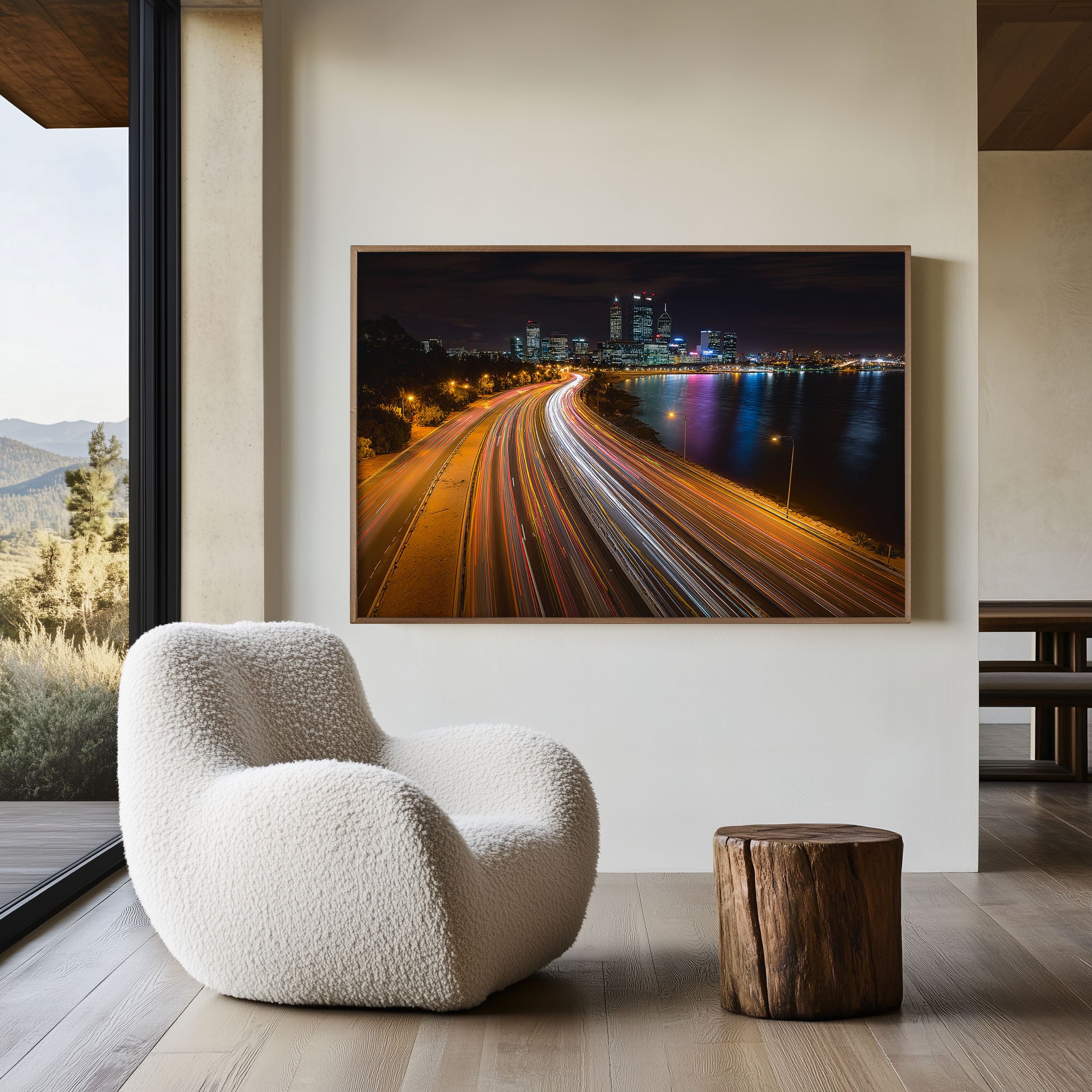 Perth Narrows Bridge Night Wall Art Print, Australia Skyline