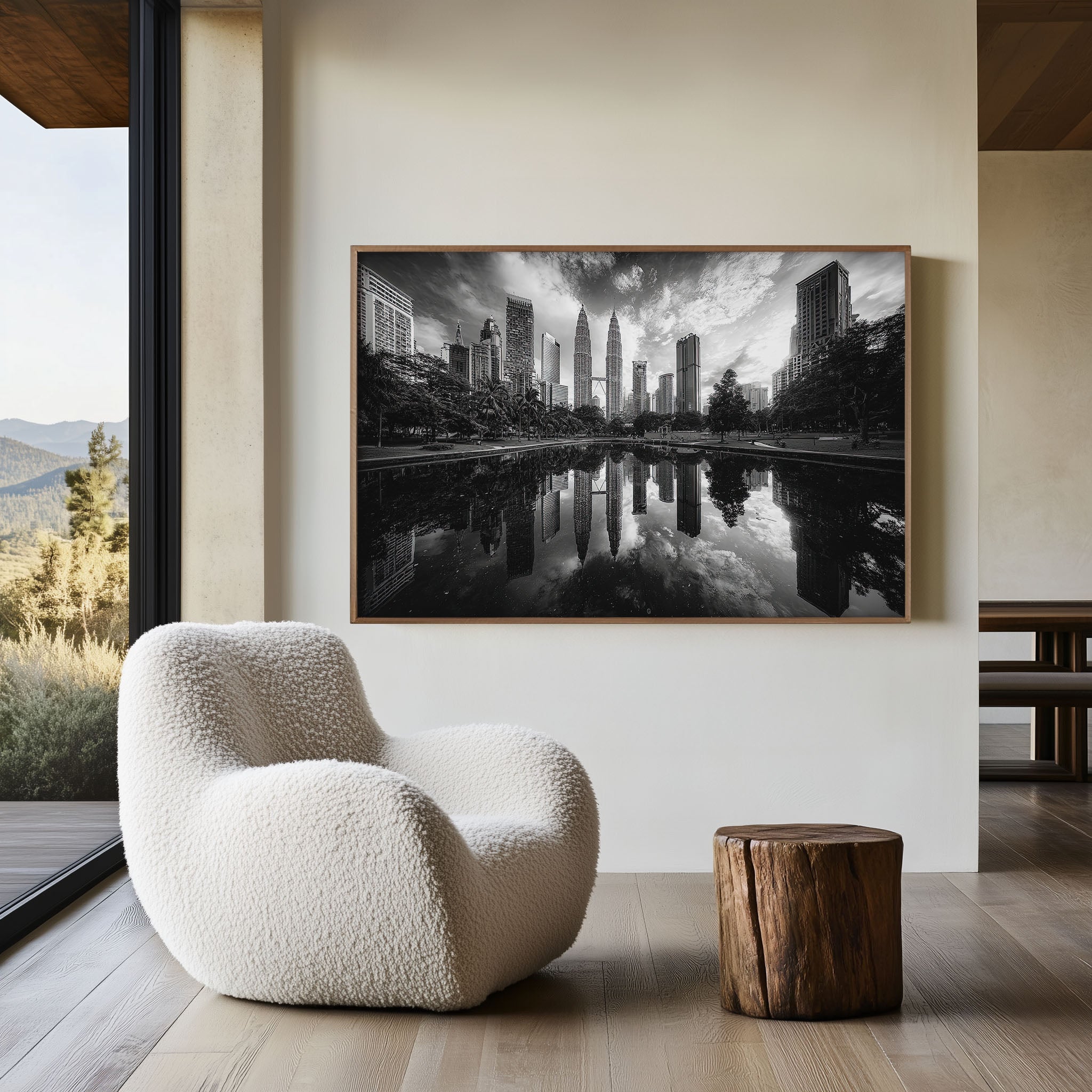 Petronas Towers Kuala Lumpur Black & White Wall Art Print