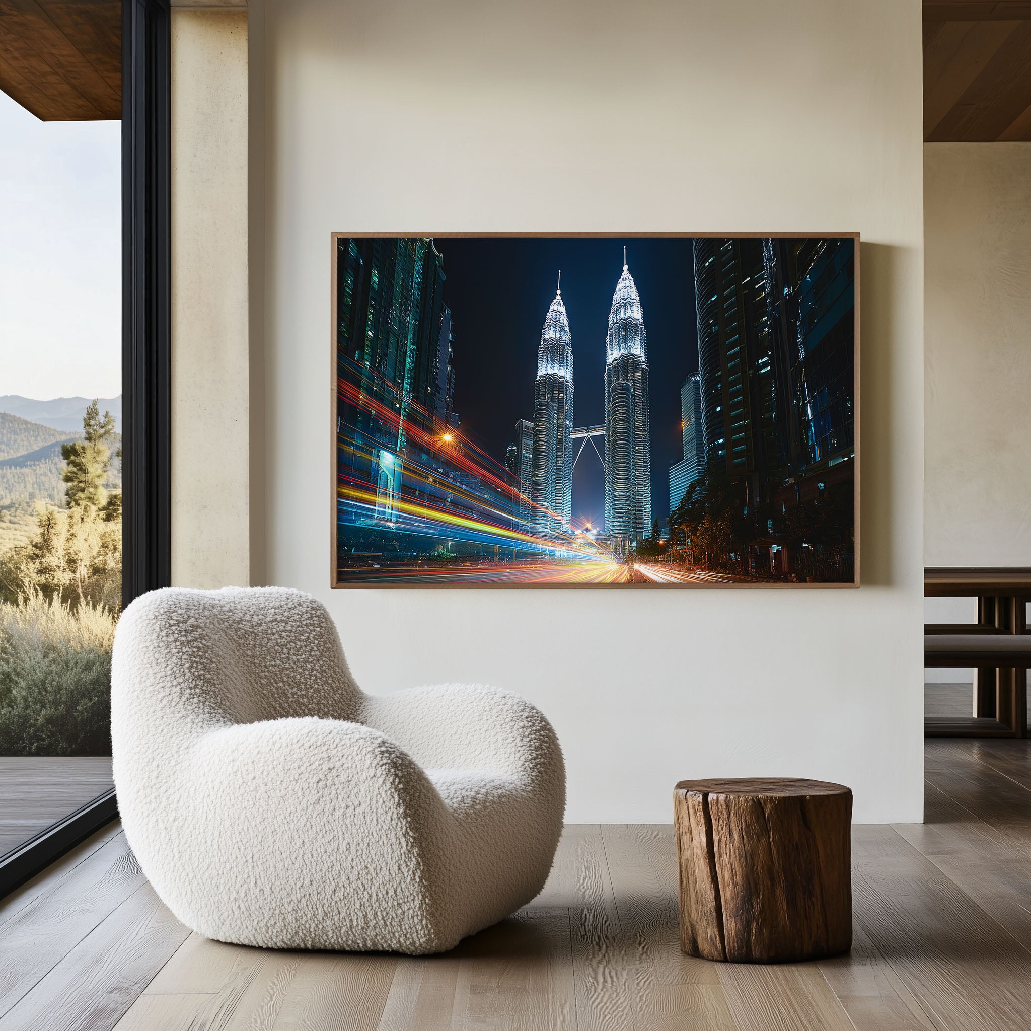 Petronas Twin Towers Night Wall Art Print, Kuala Lumpur Skyline