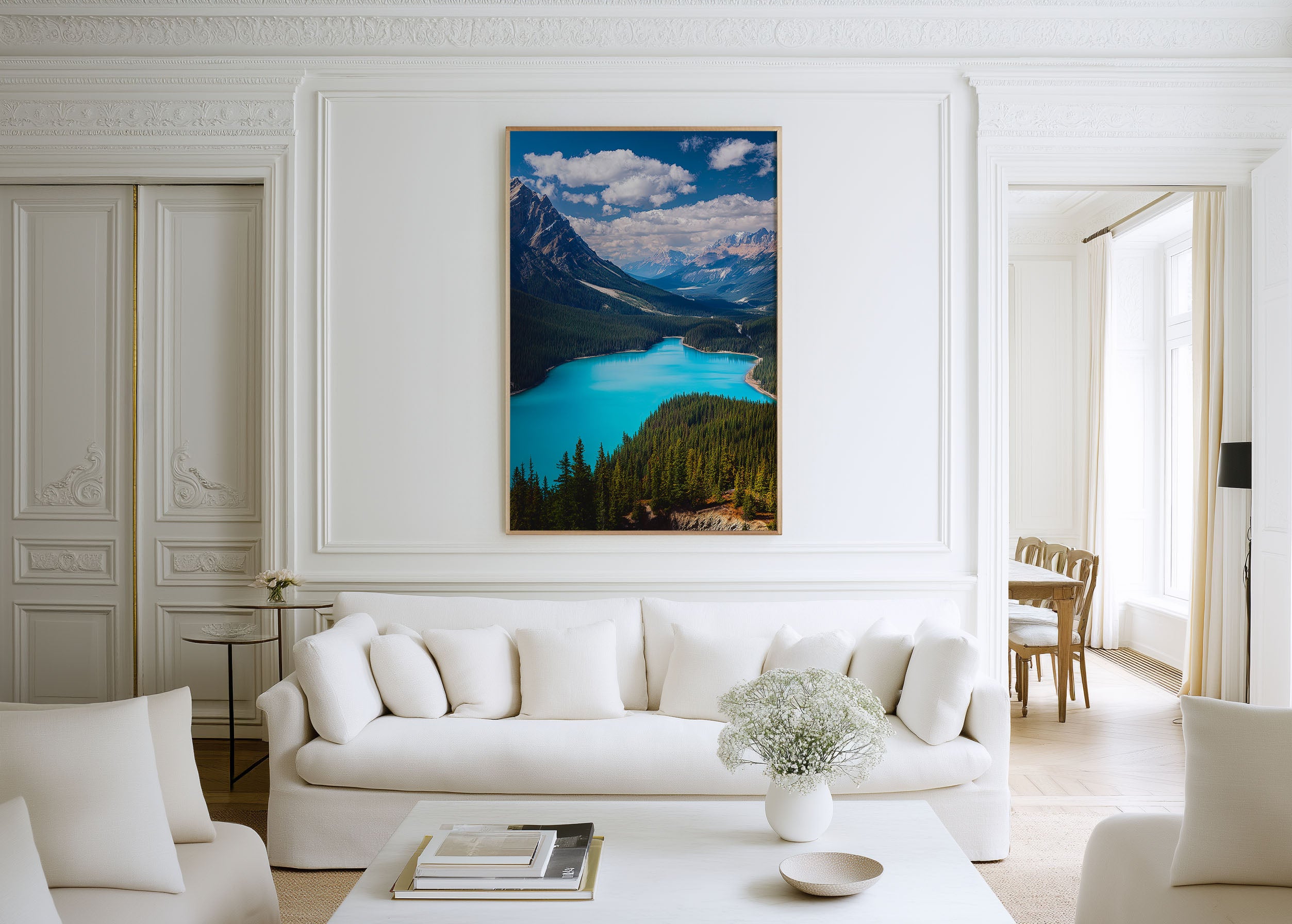 Peyto Lake Aerial Wall Art – Turquoise Mountain Lake Canvas Print, Canadian Rockies Landscape Decor