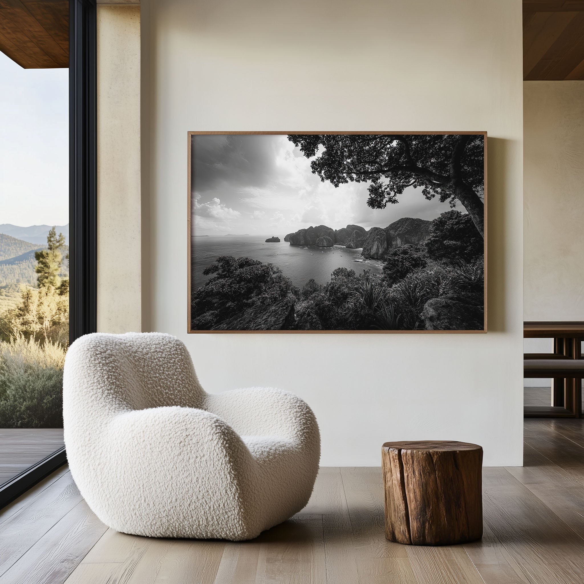 Phi Phi Islands Thailand Black & White Wall Art Print