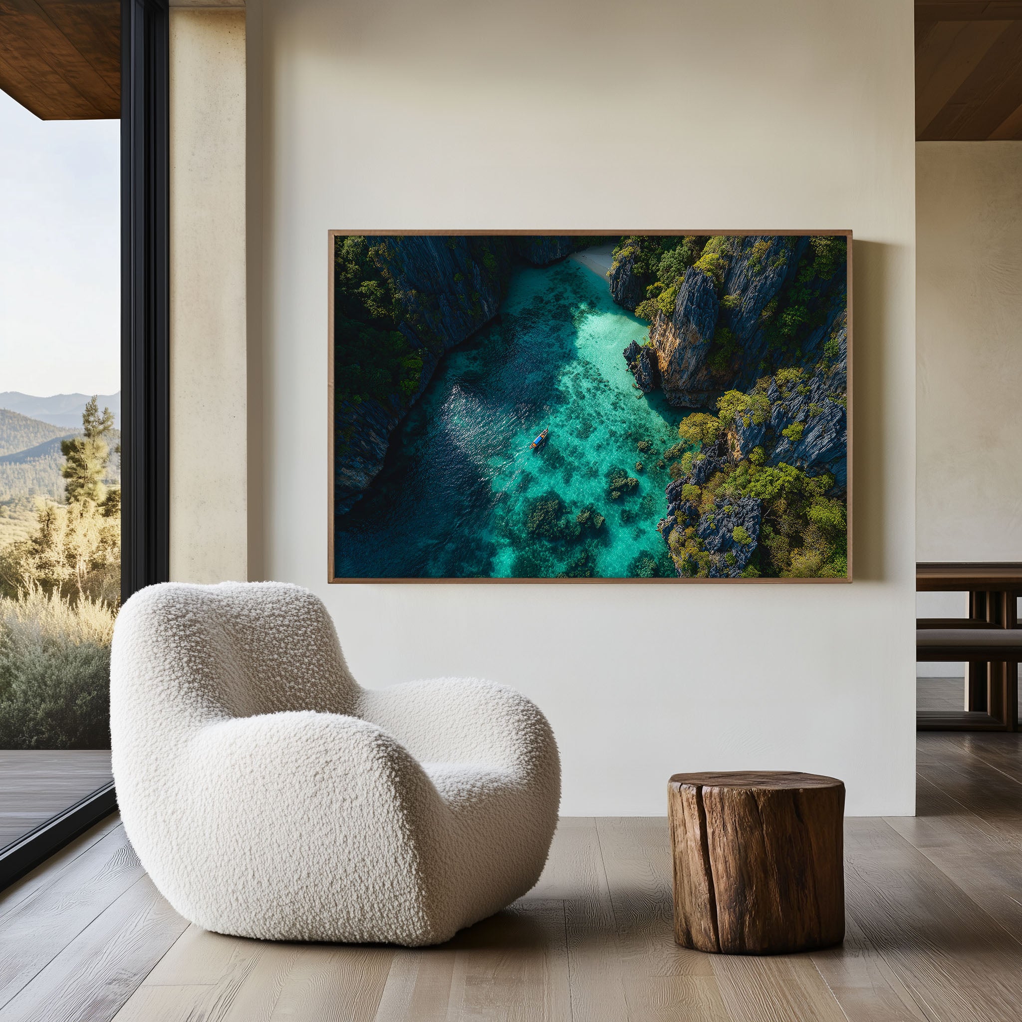 Phi Phi Islands Thailand Wall Art – Turquoise Lagoon Tropical Aerial Print