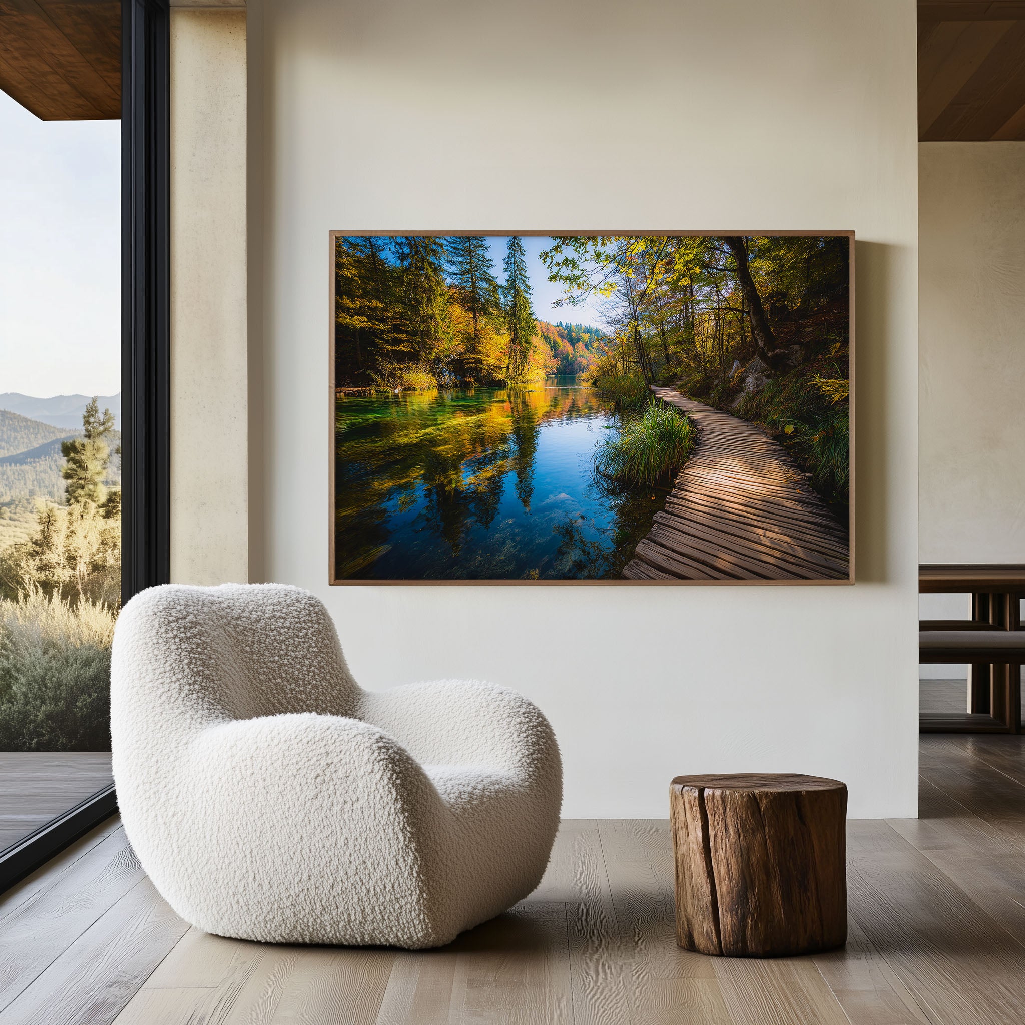 Plitvice Lakes Boardwalk Print – Croatia Waterfall Wall Art