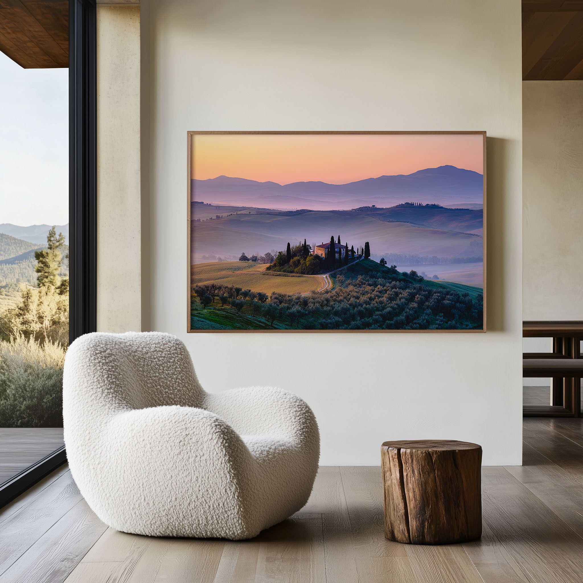Podere Belvedere Tuscany Sunrise Wall Art – Italian Countryside Villa Landscape Print