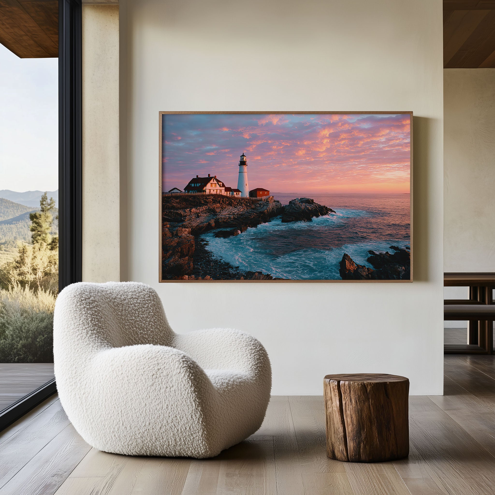 Portland Head Light Maine Sunset Wall Art Print