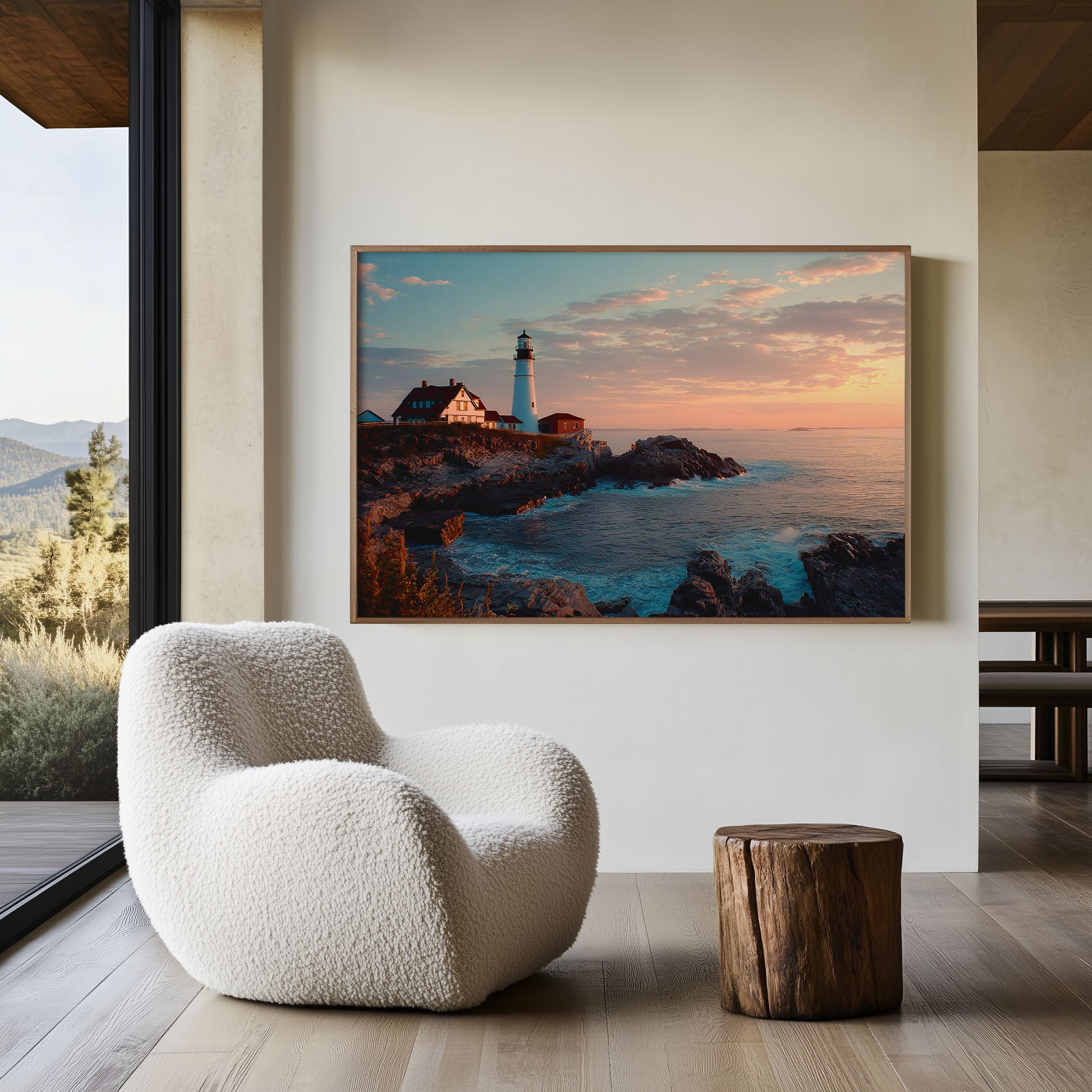 Portland Head Light Maine Sunset Wall Art Print