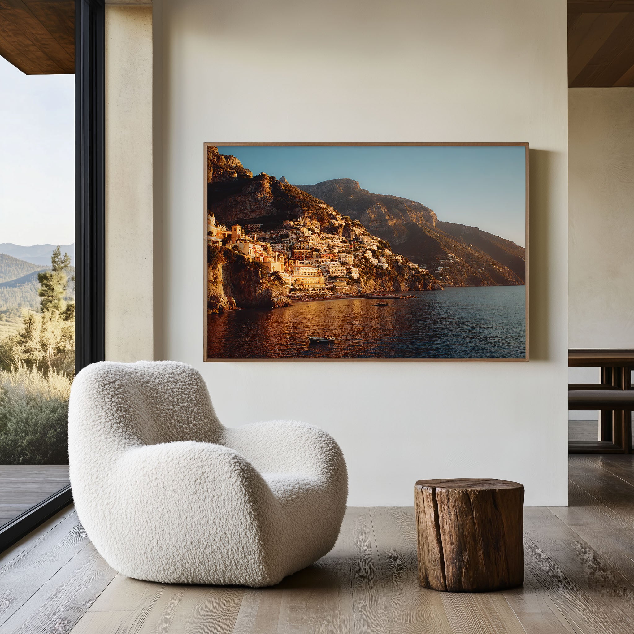 Positano Amalfi Coast Sunset Wall Art – Italy Seaside Cliff Village