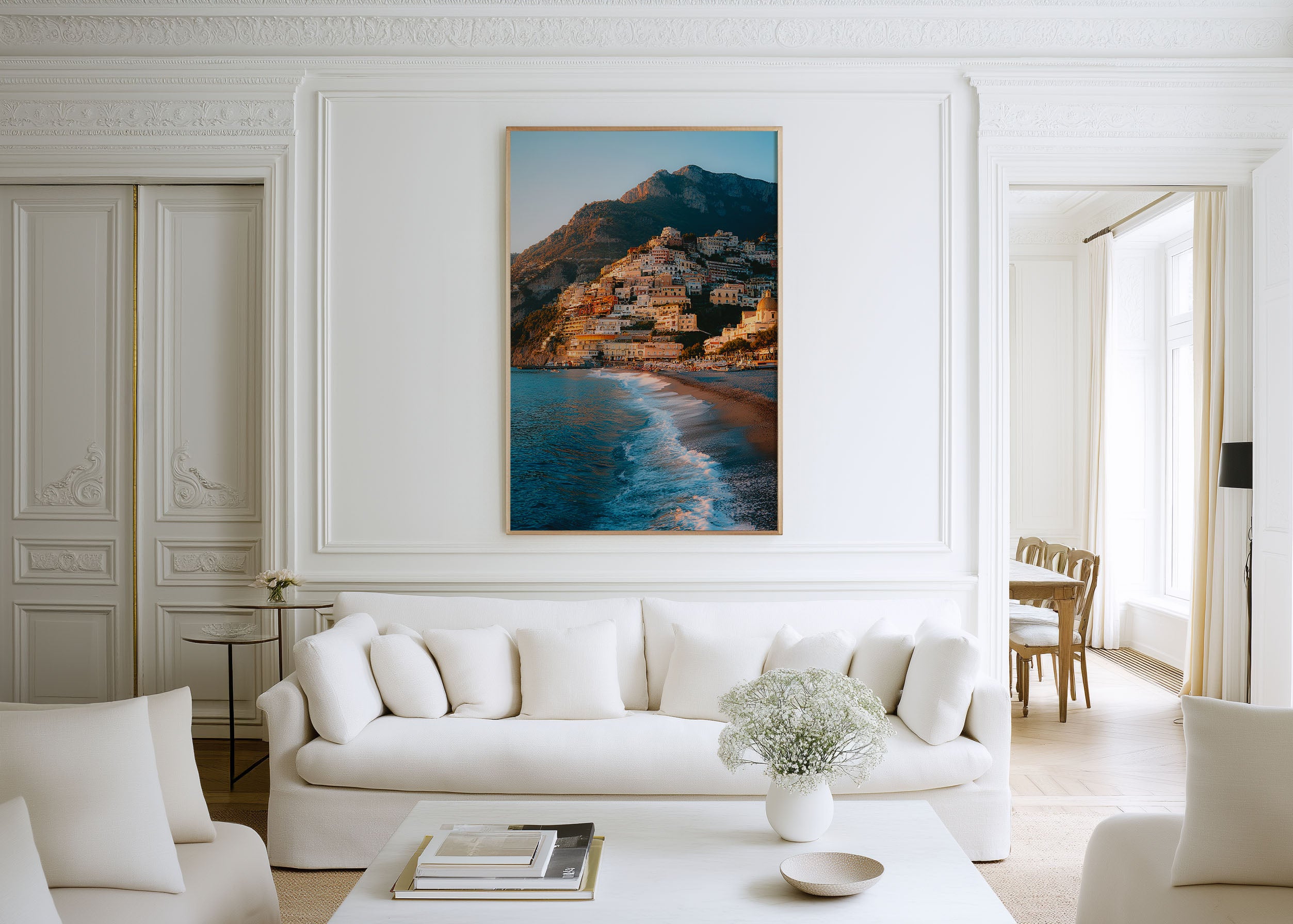 Positano Beach Amalfi Coast Wall Art Print | Italy Coastal Canvas Decor