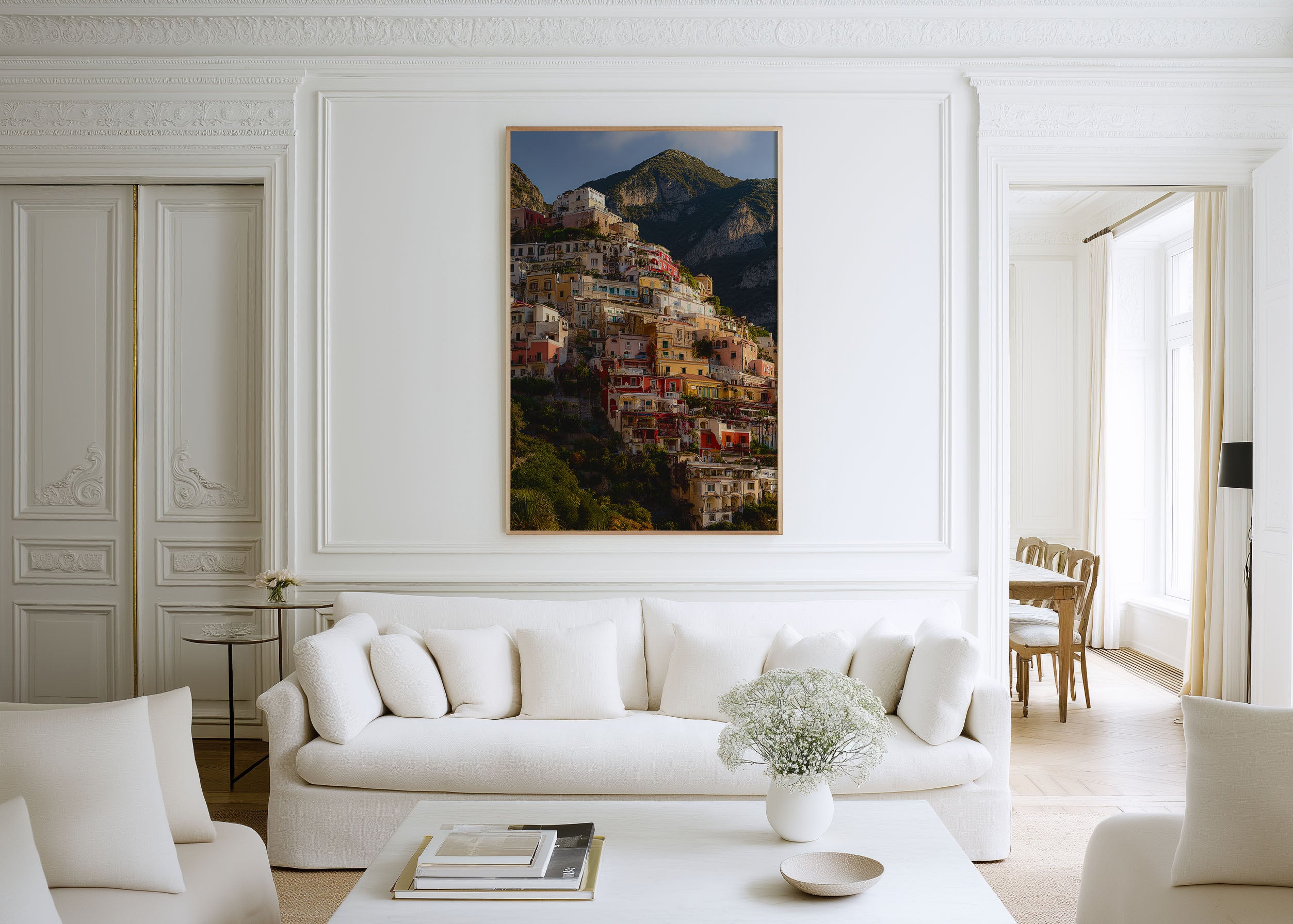 Positano Cliffside Wall Art – Italian Coastal Village Canvas Print, Amalfi Coast Decor