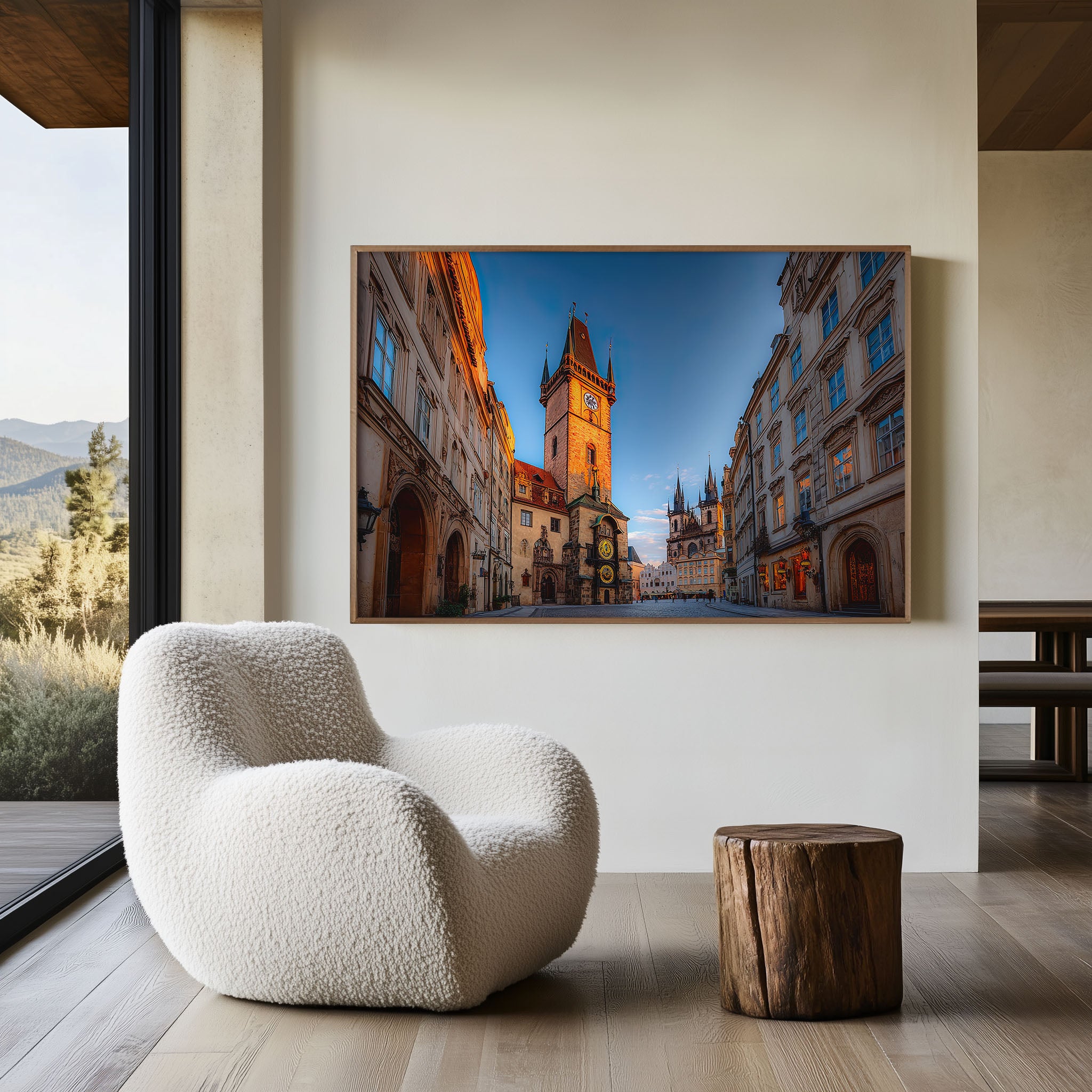 Prague Astronomical Clock Wall Art Print – Old Town Cityscape Canvas