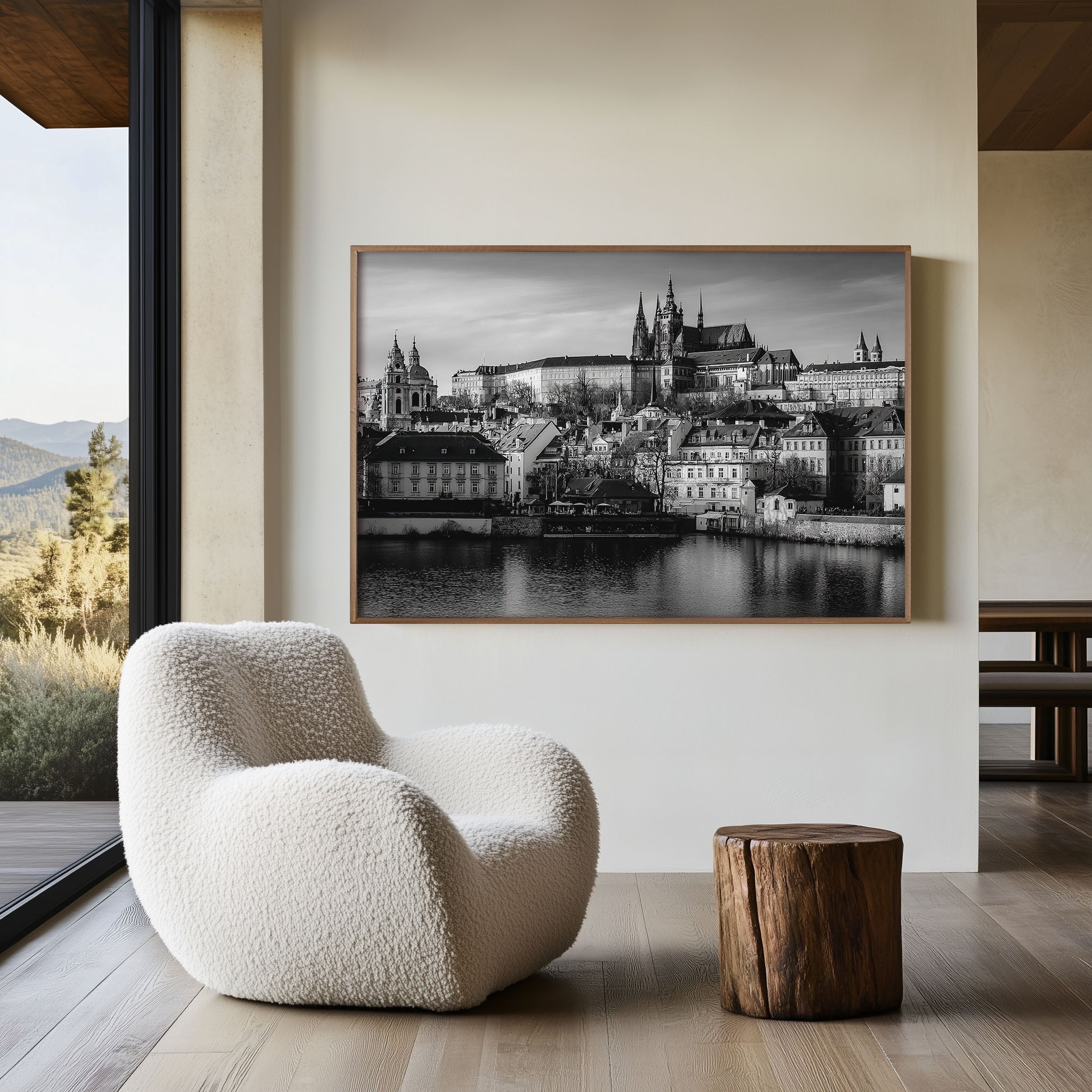 Prague Castle Black & White Wall Art Print