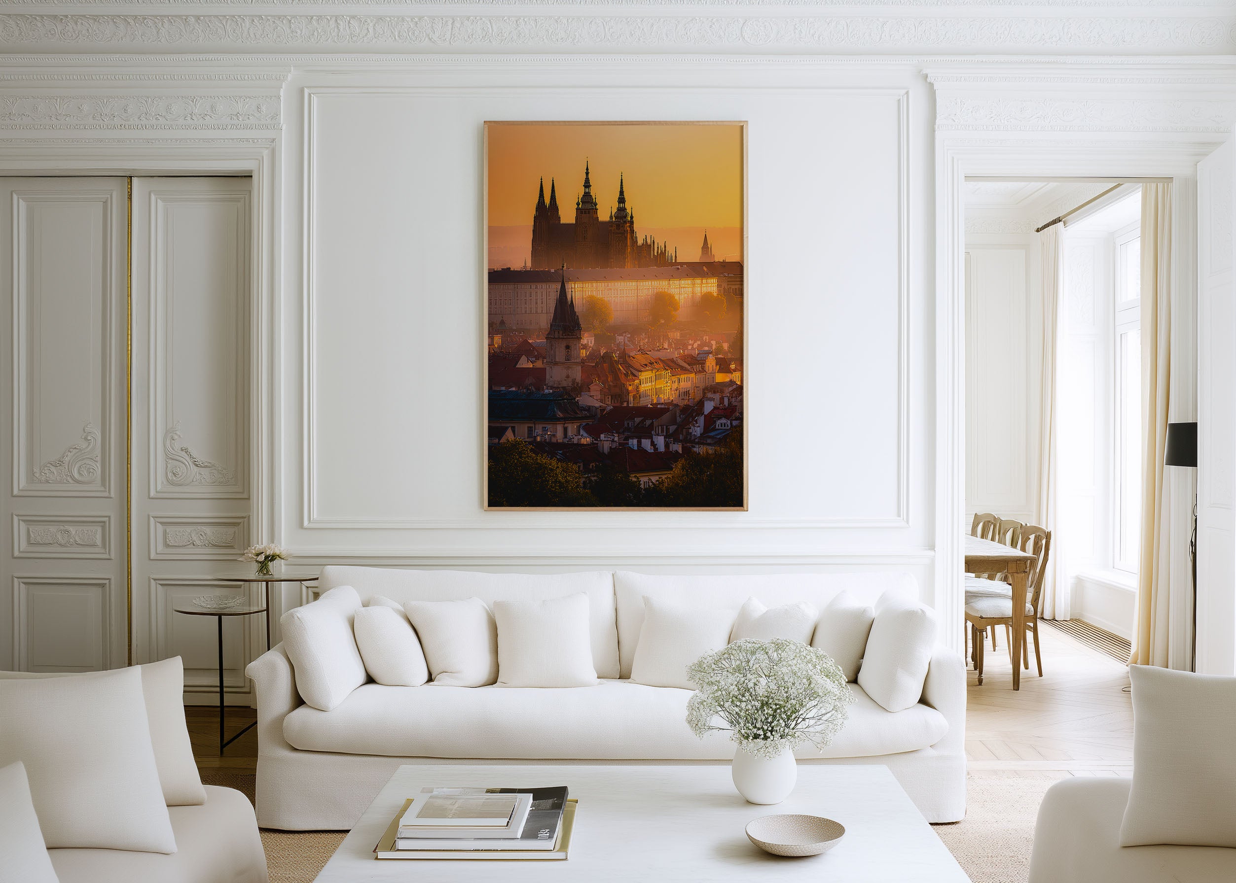 Prague Castle in Golden Mist | St. Vitus Cathedral Sunrise Wall Art Print