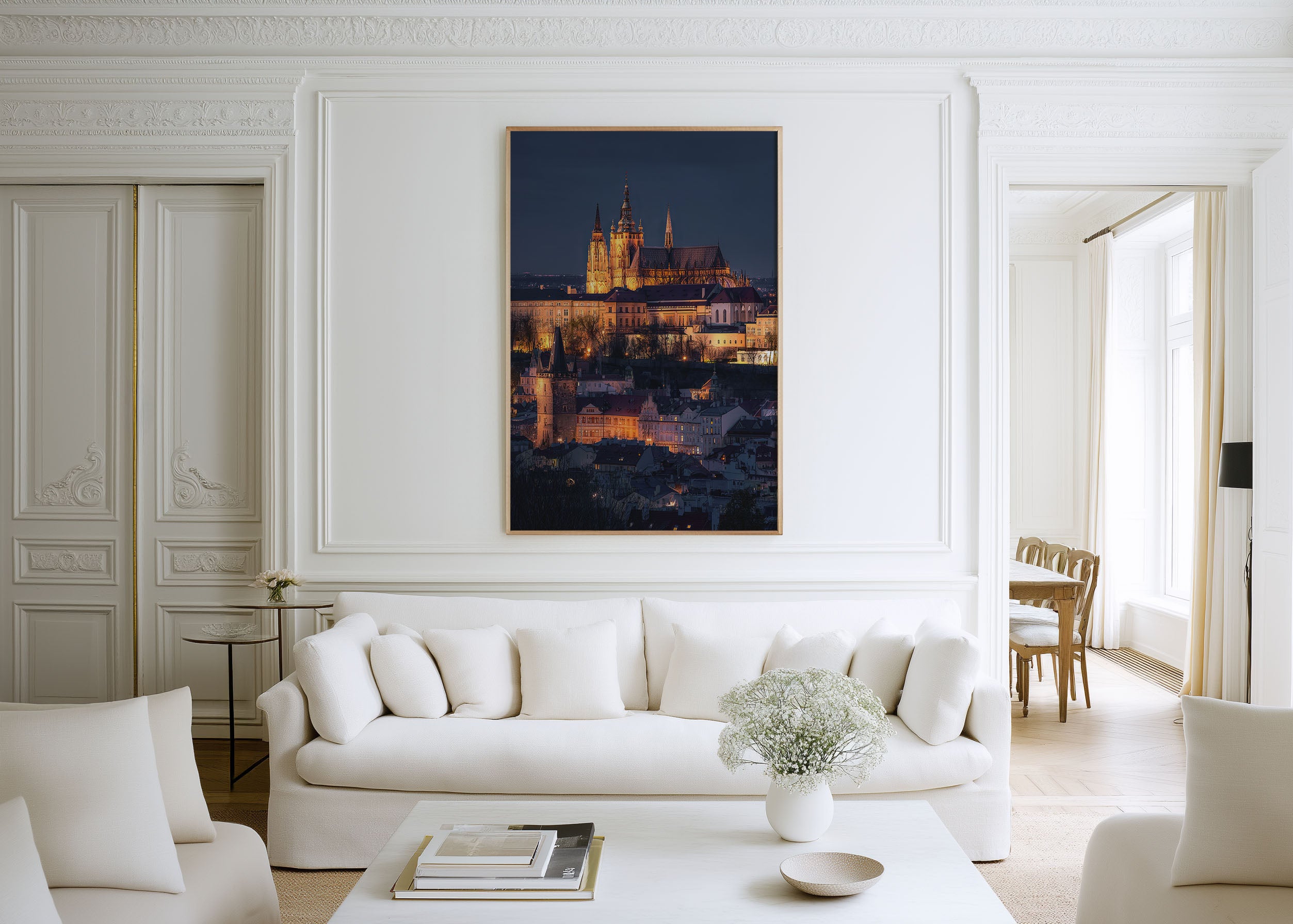 Prague Castle Night Wall Art | St. Vitus Cathedral Czech Republic Blue Hour Print | Travel Photography Poster