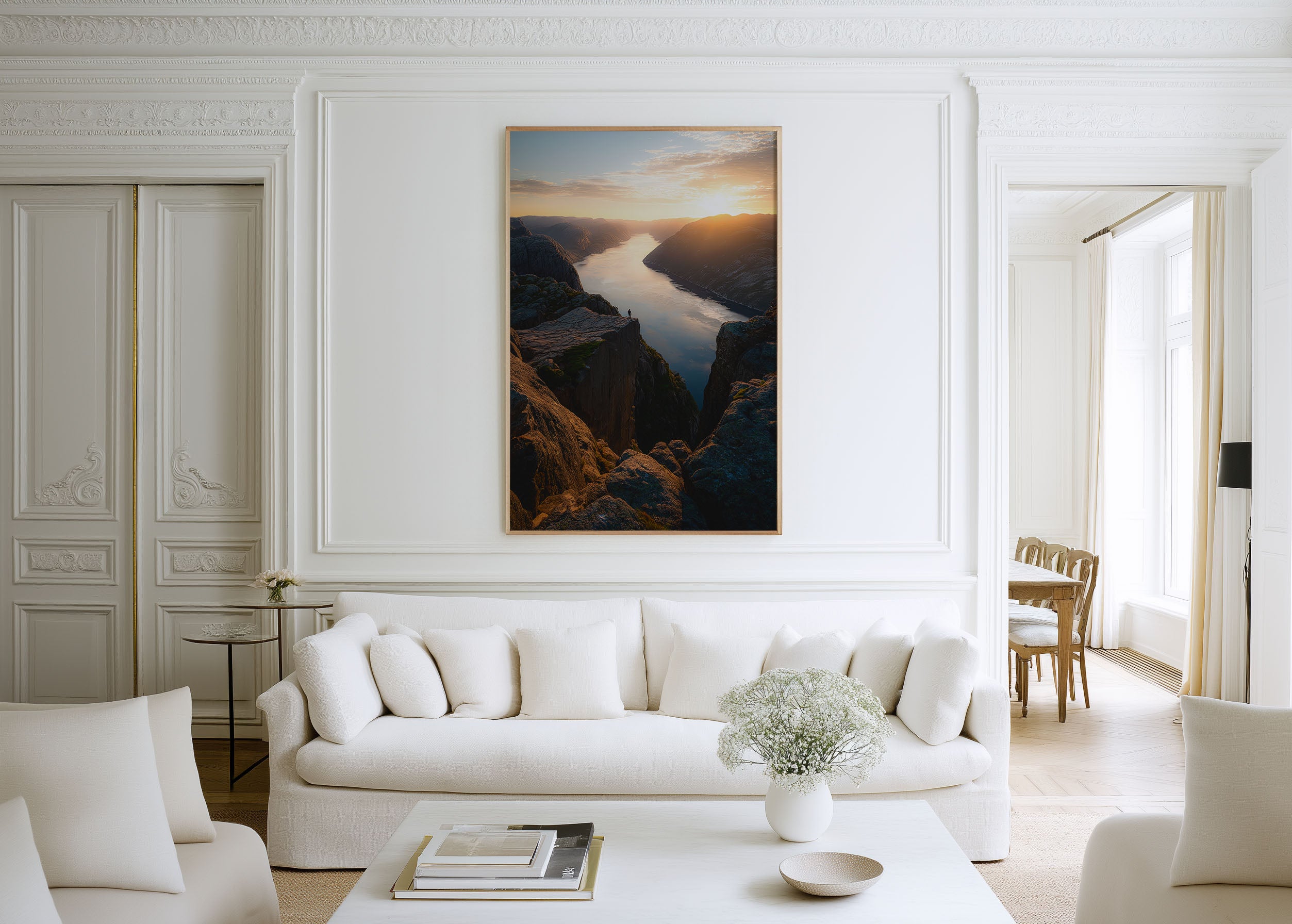 Preikestolen Pulpit Rock Norway Print | Lysefjord Sunset Wall Art | Norwegian Fjord Hiker Cliff Landscape Photography Poster