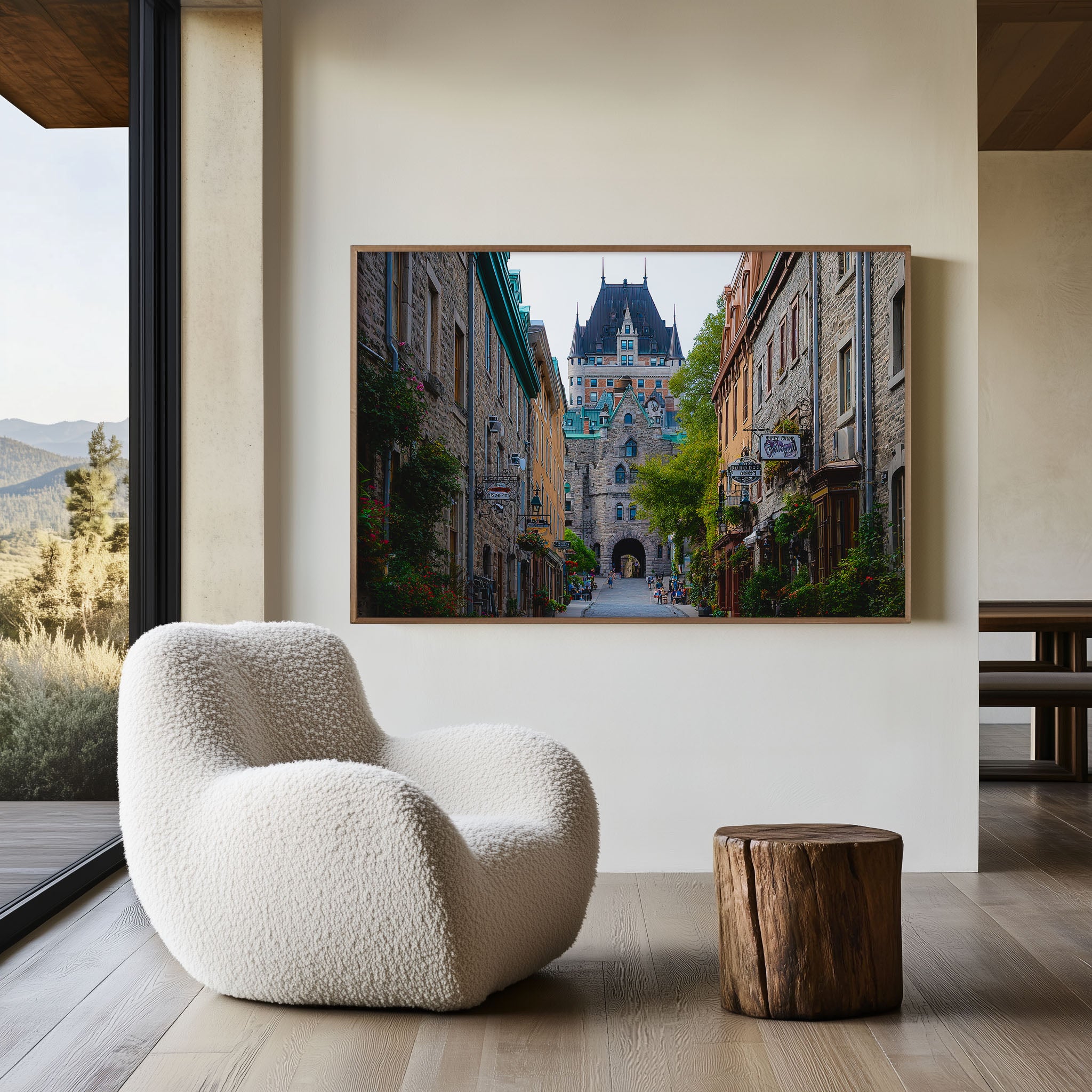 Quebec City Old Town Street Wall Art Print | Historic Chateau Frontenac Architecture Canada Photography