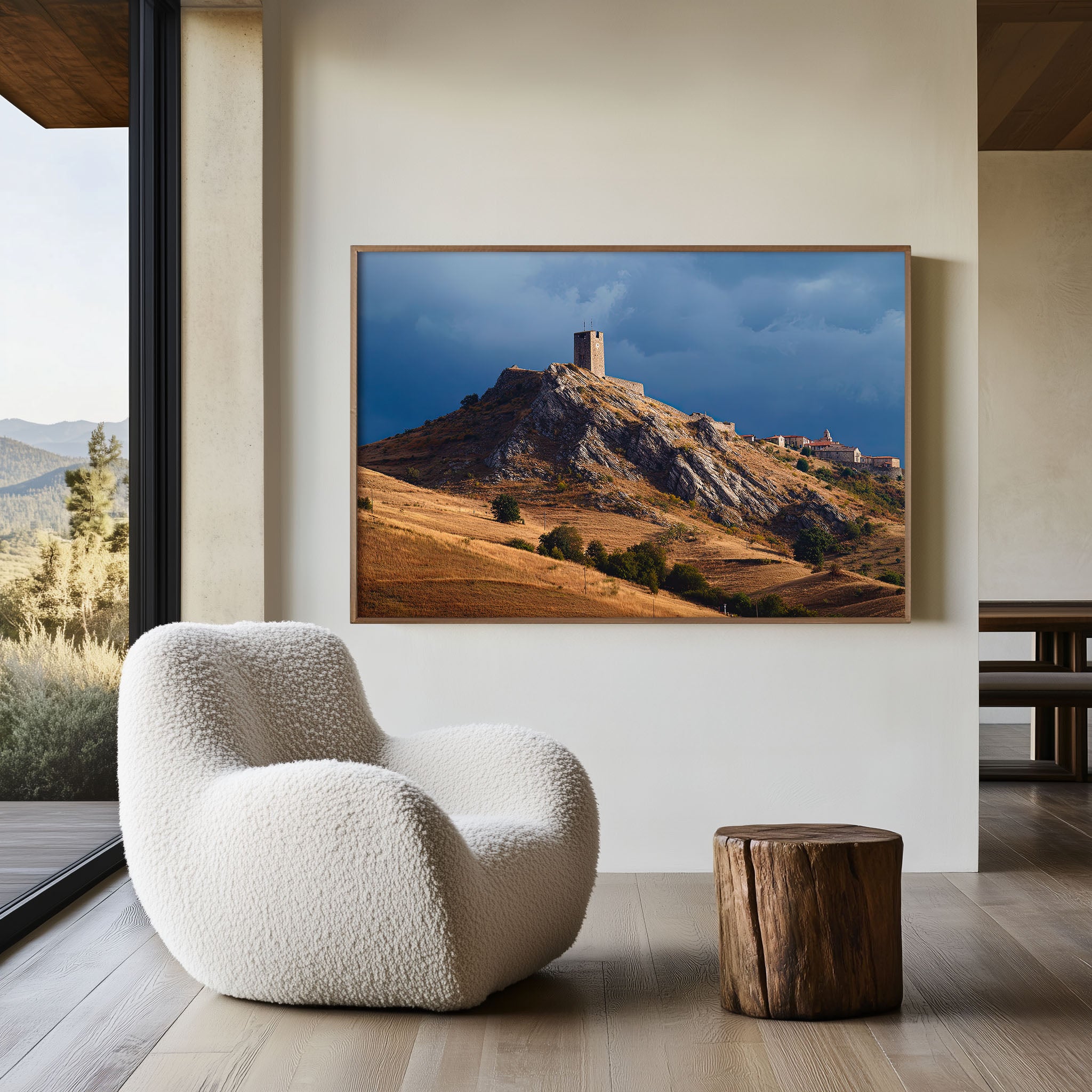 Radicofani Fortress Tuscany Wall Art – Hilltop Castle Italian Landscape Print