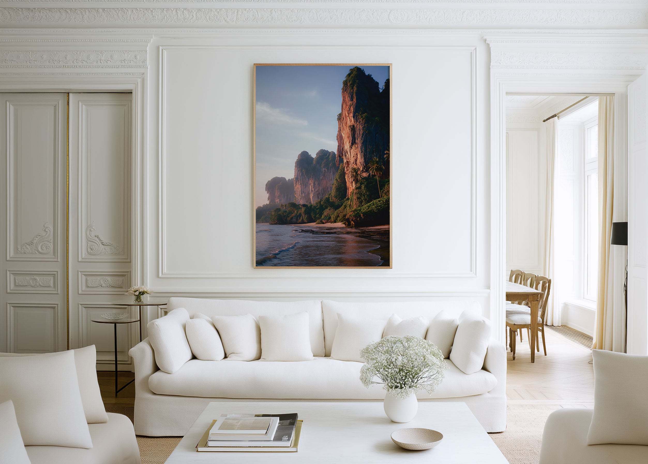 Railay Beach Limestone Cliffs Wall Art Print | Krabi Thailand Karst Sunset Photography | Southeast Asia Travel Poster | Tropical Home Decor