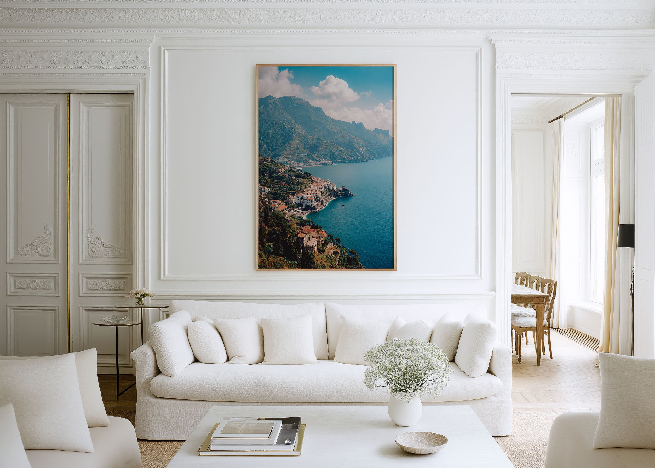 Ravello Terrace Amalfi Coast Wall Art Print | Italy Coastal View Canvas