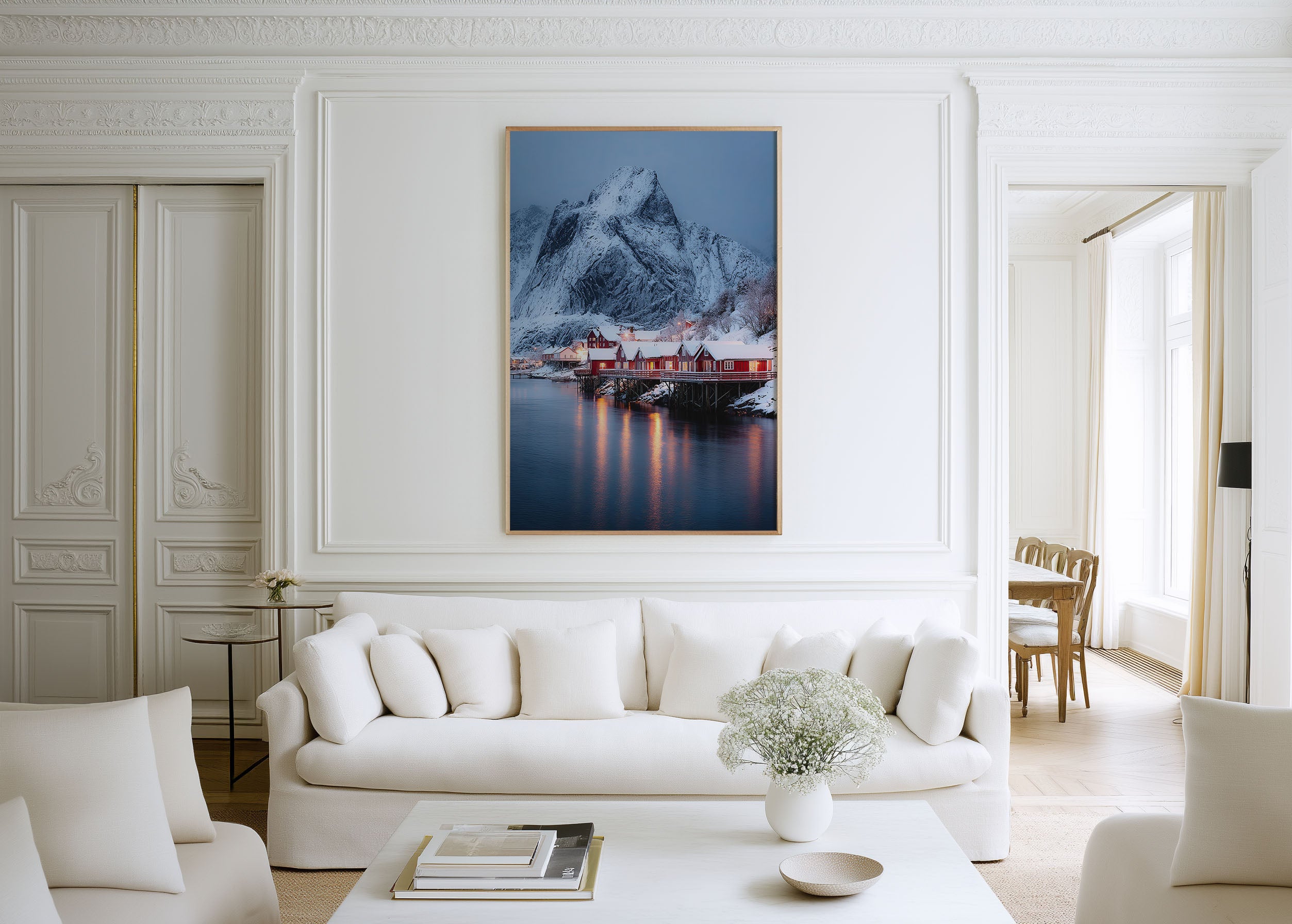Reine Lofoten Norway Print | Red Rorbuer Fishing Village Wall Art | Arctic Winter Photography
