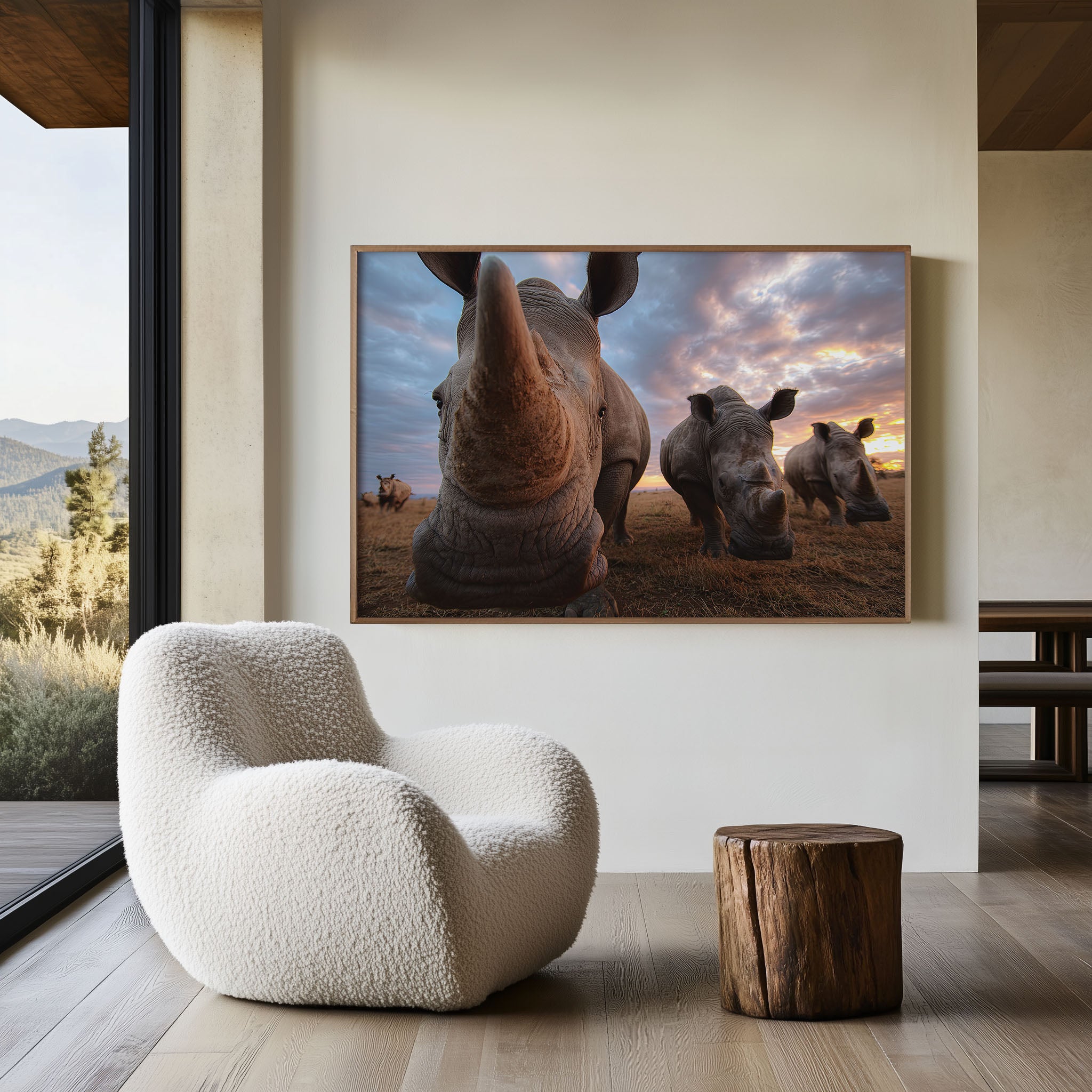 Rhino Wall Art Print – African Safari Sunset Canvas
