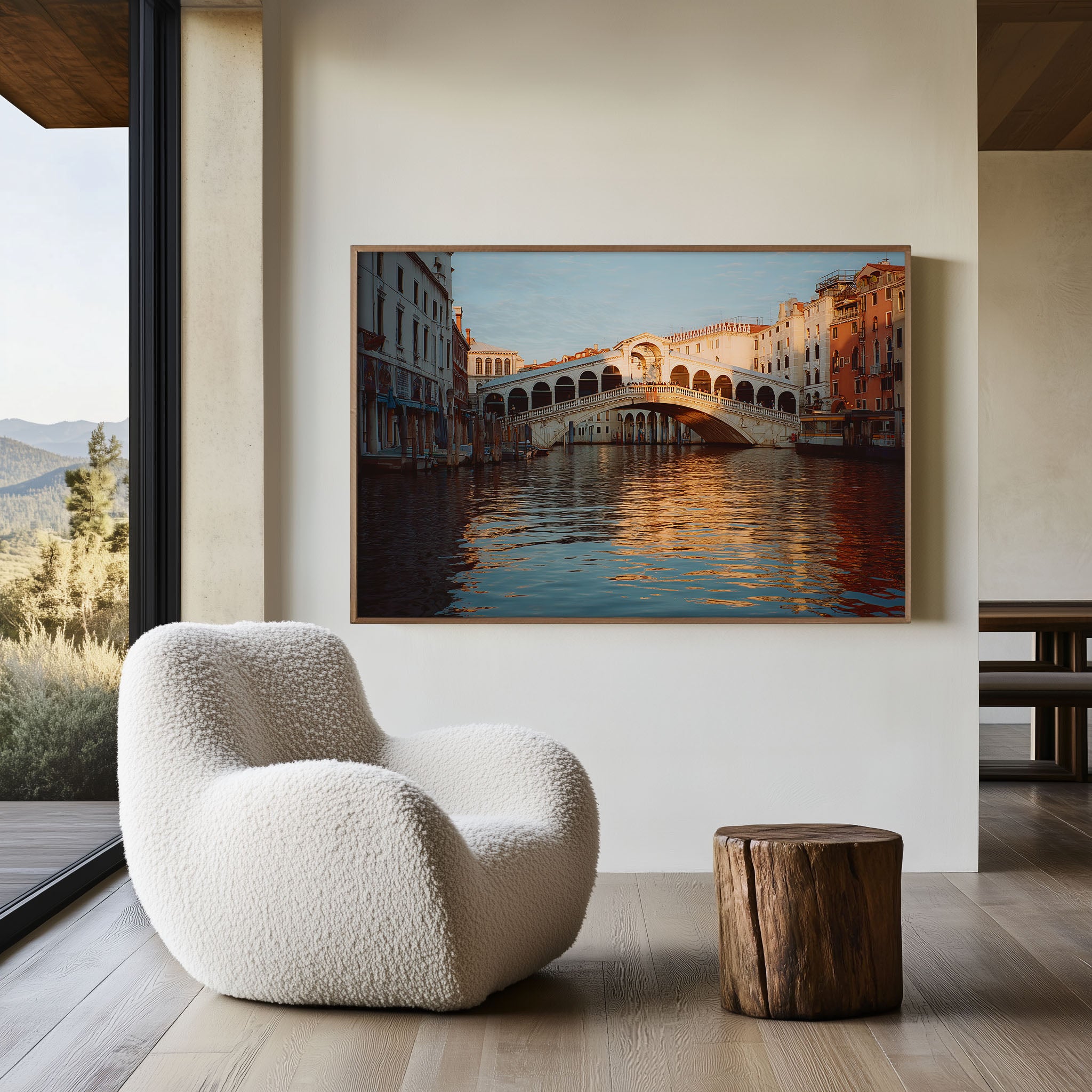 Rialto Bridge Venice Italy Wall Art Print, Grand Canal Sunset Venice Architecture
