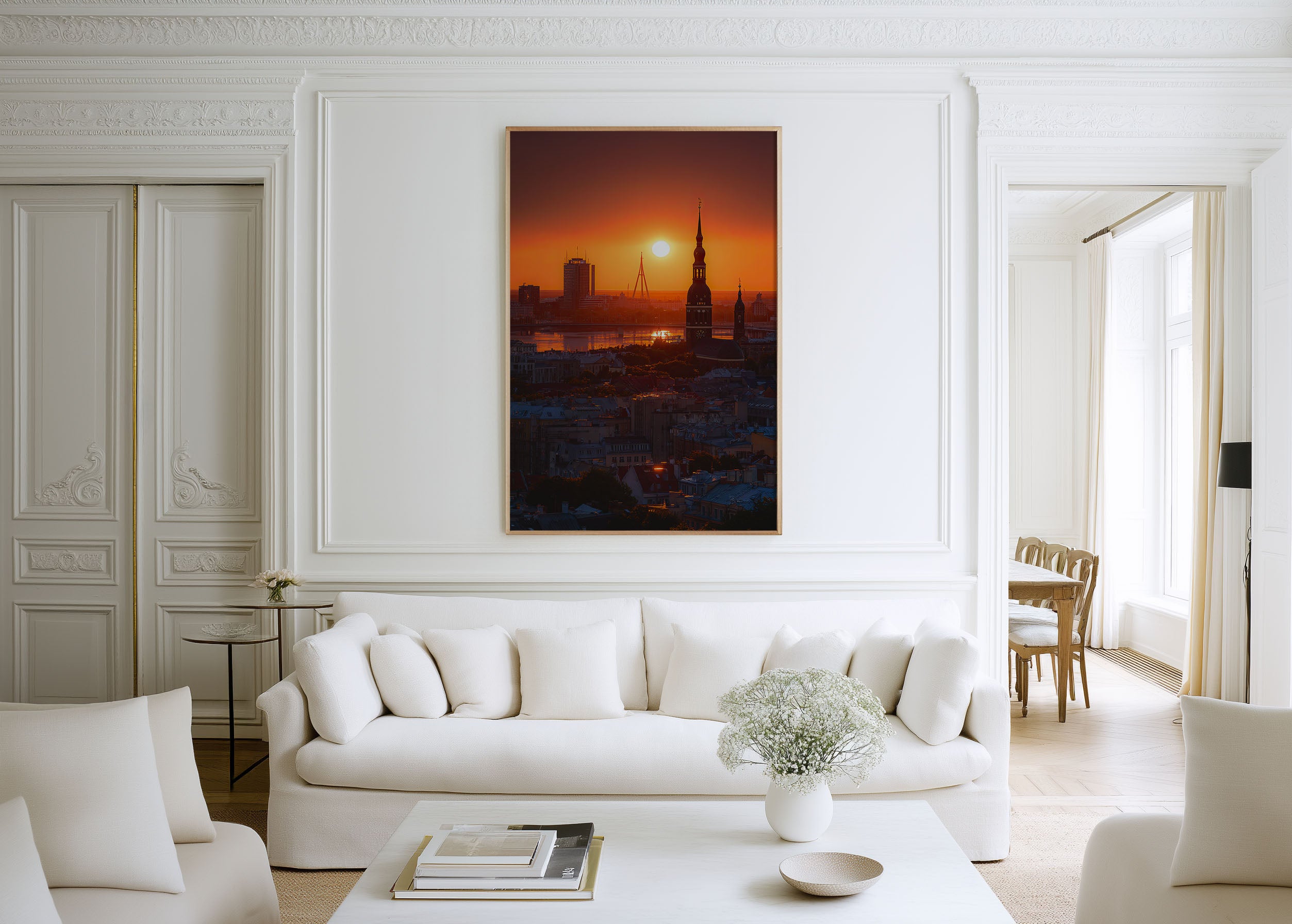 Riga Sunset Wall Art | Riga Cathedral Old Town Latvia Daugava River Print | Travel Photography Poster