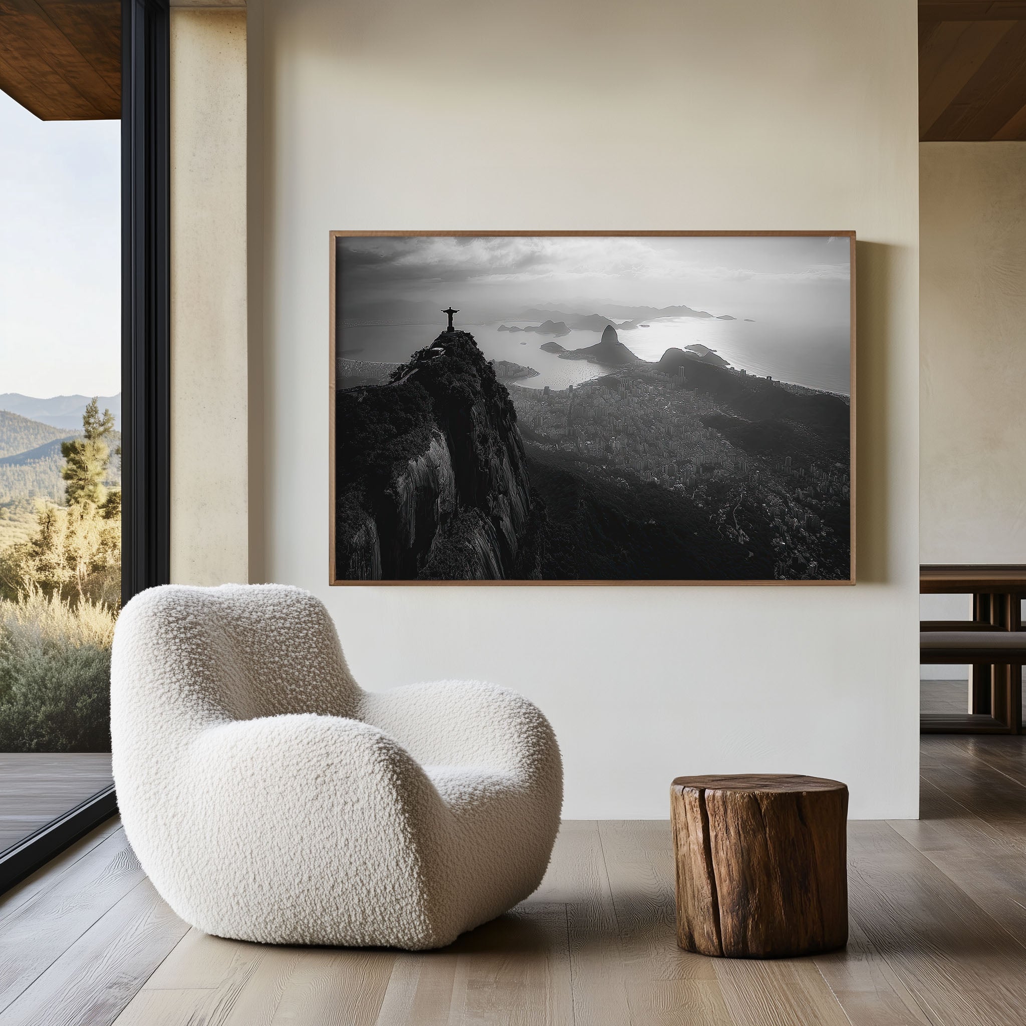 Rio Christ the Redeemer Black and White Wall Art Print – Brazil Skyline Canvas