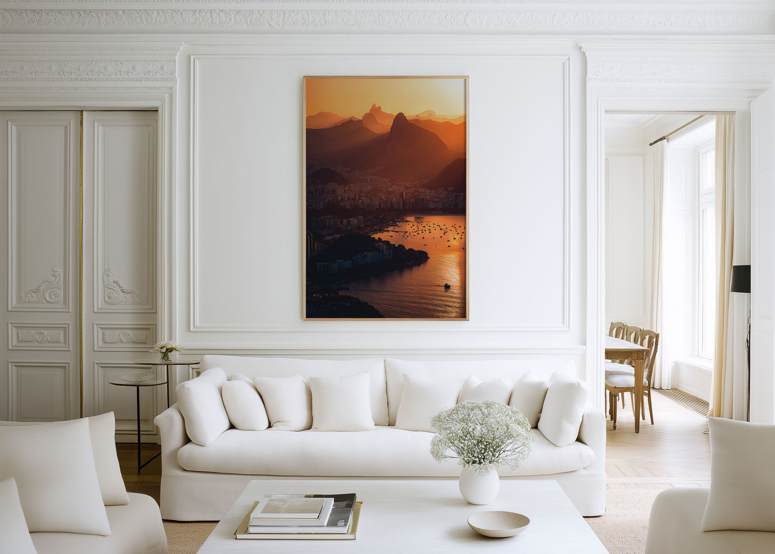 Rio de Janeiro Sunset Wall Art | Christ the Redeemer Guanabara Bay Brazil Print | Travel Photography Poster