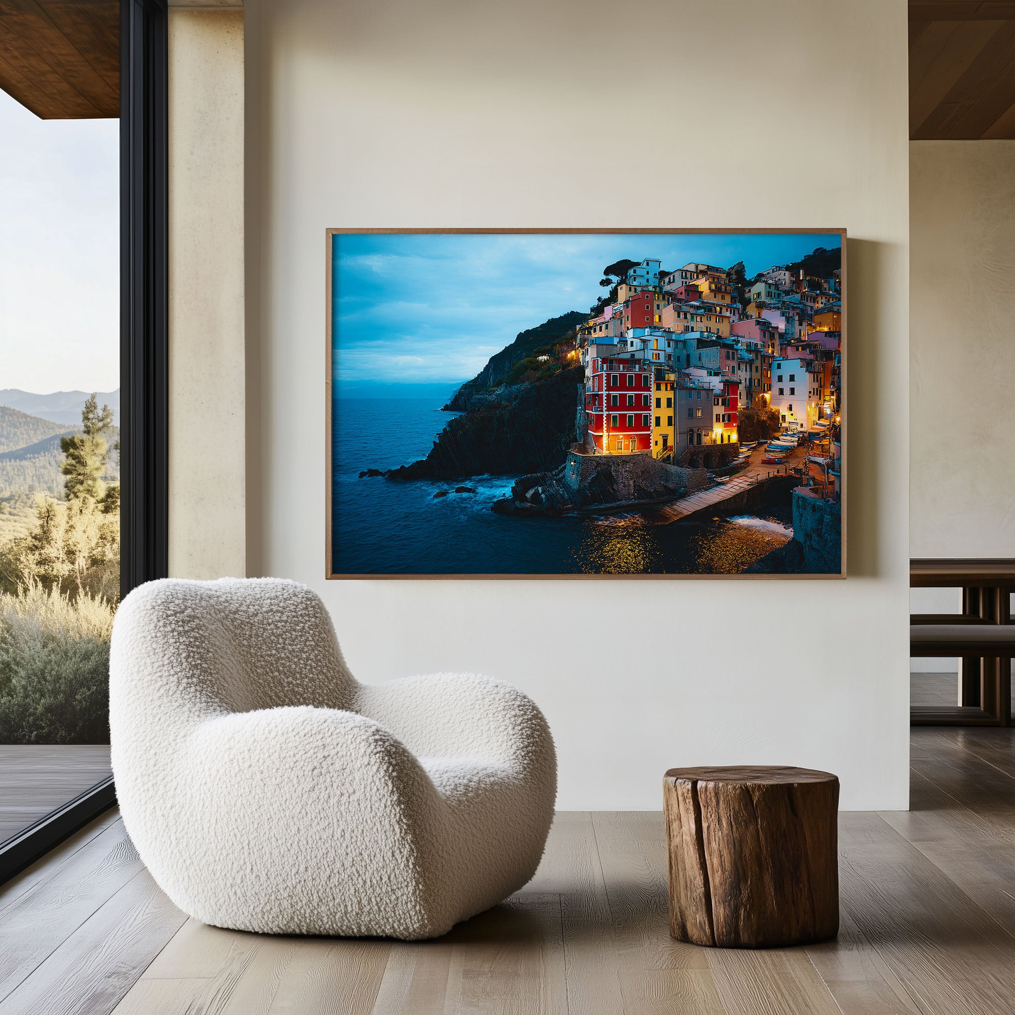 Riomaggiore Cinque Terre Wall Art – Italy Colorful Coastal Village Night