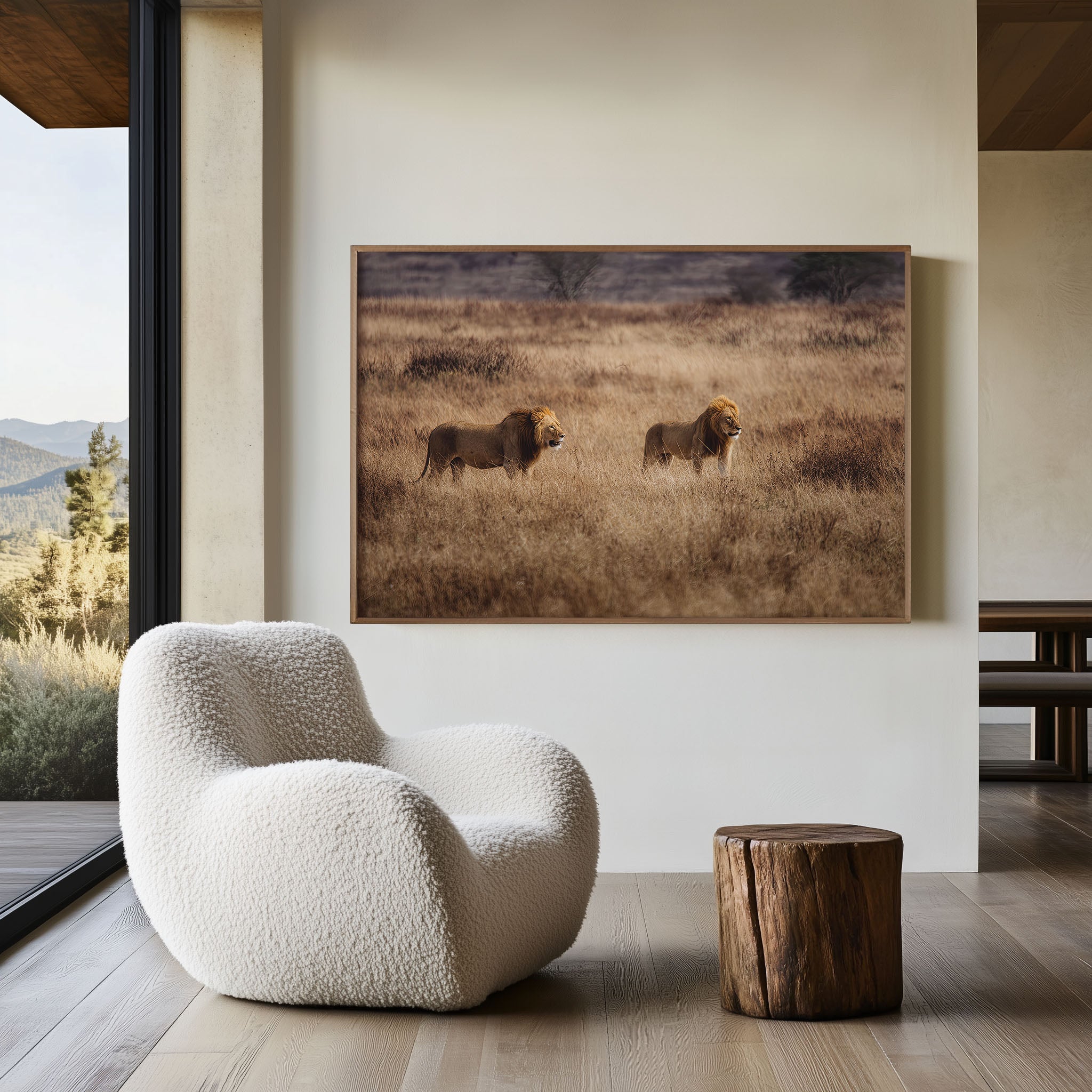 Running Lions Wall Art – African Safari Wildlife Print