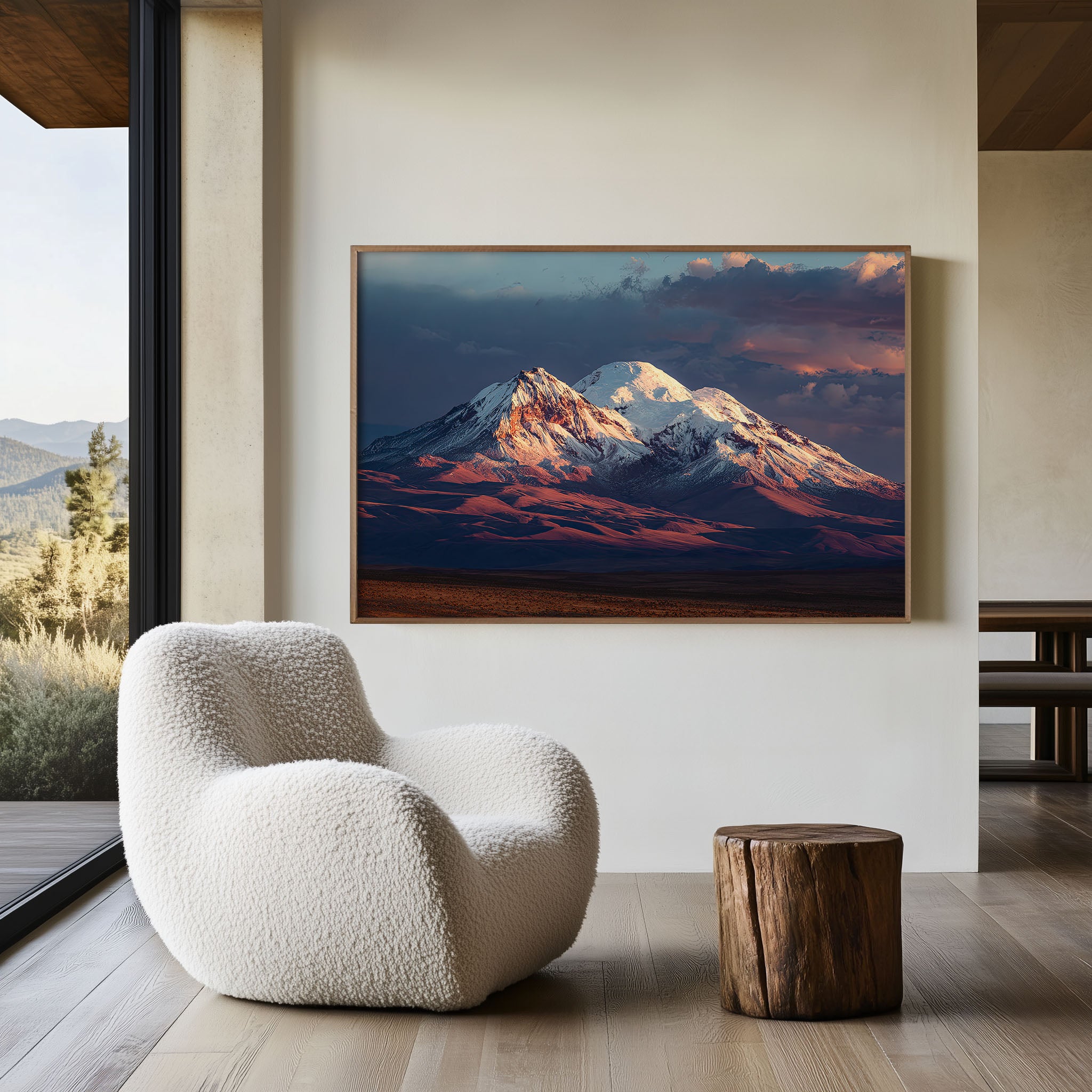 Sajama Volcano Wall Art Print – Bolivia Andes Snow Mountain Sunset Landscape Photography, Dramatic Altiplano Nature Decor