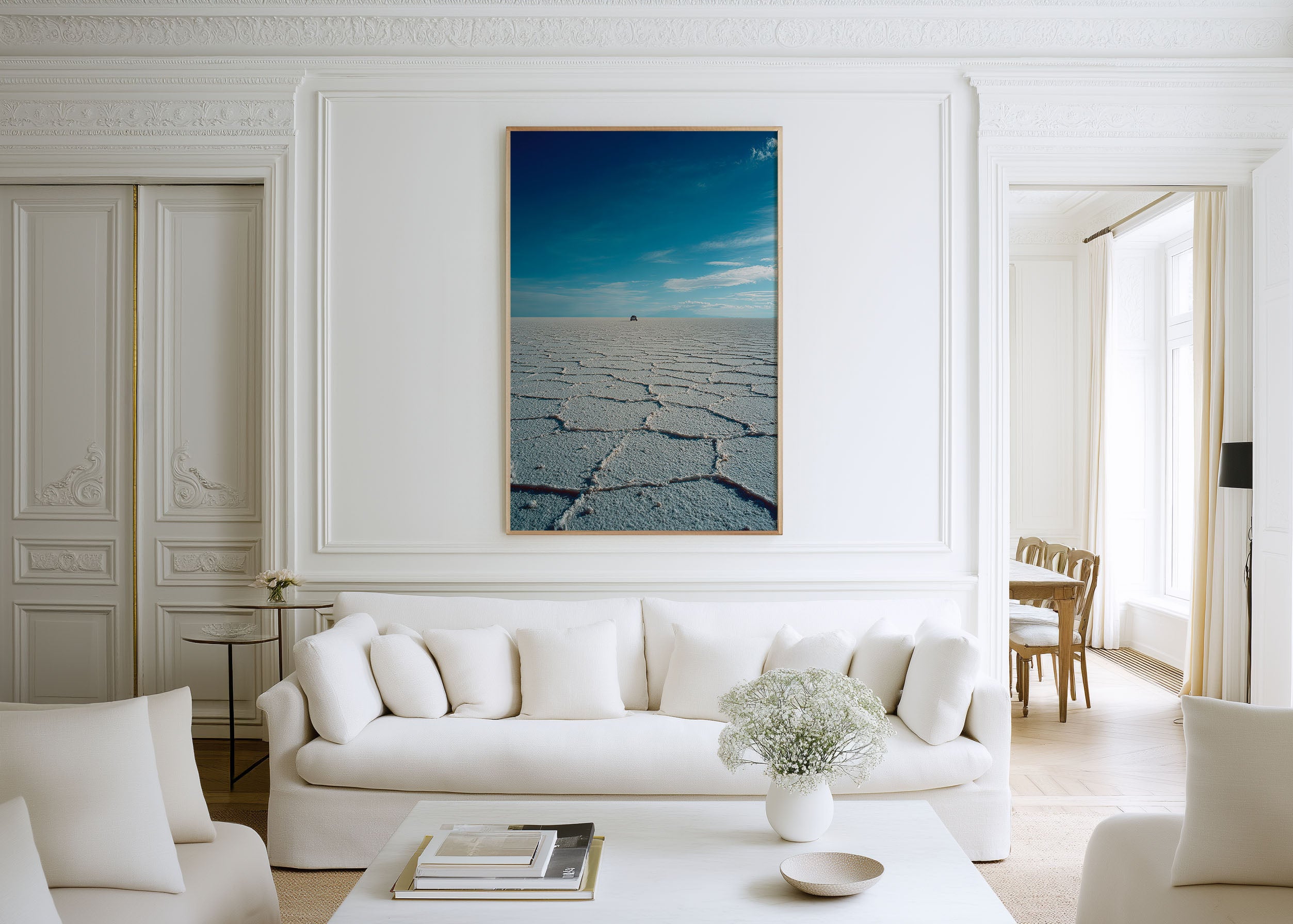 Salar de Uyuni Wall Art Print | Bolivia Salt Flats 4WD Infinite Horizon Photography | South America Travel Poster | Minimalist Home Decor