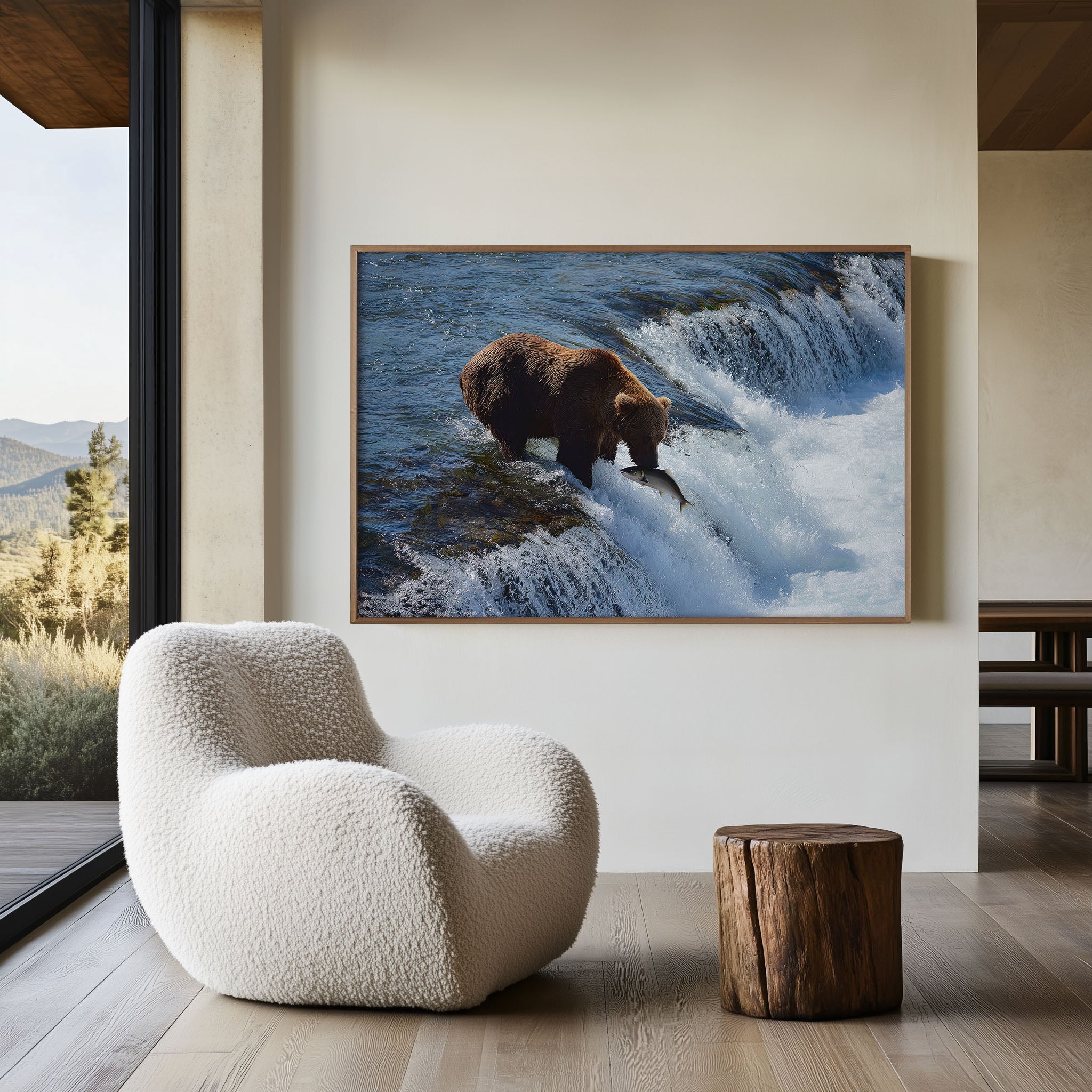 Salmon Run – Alaskan Grizzly in Motion Wall Art Print