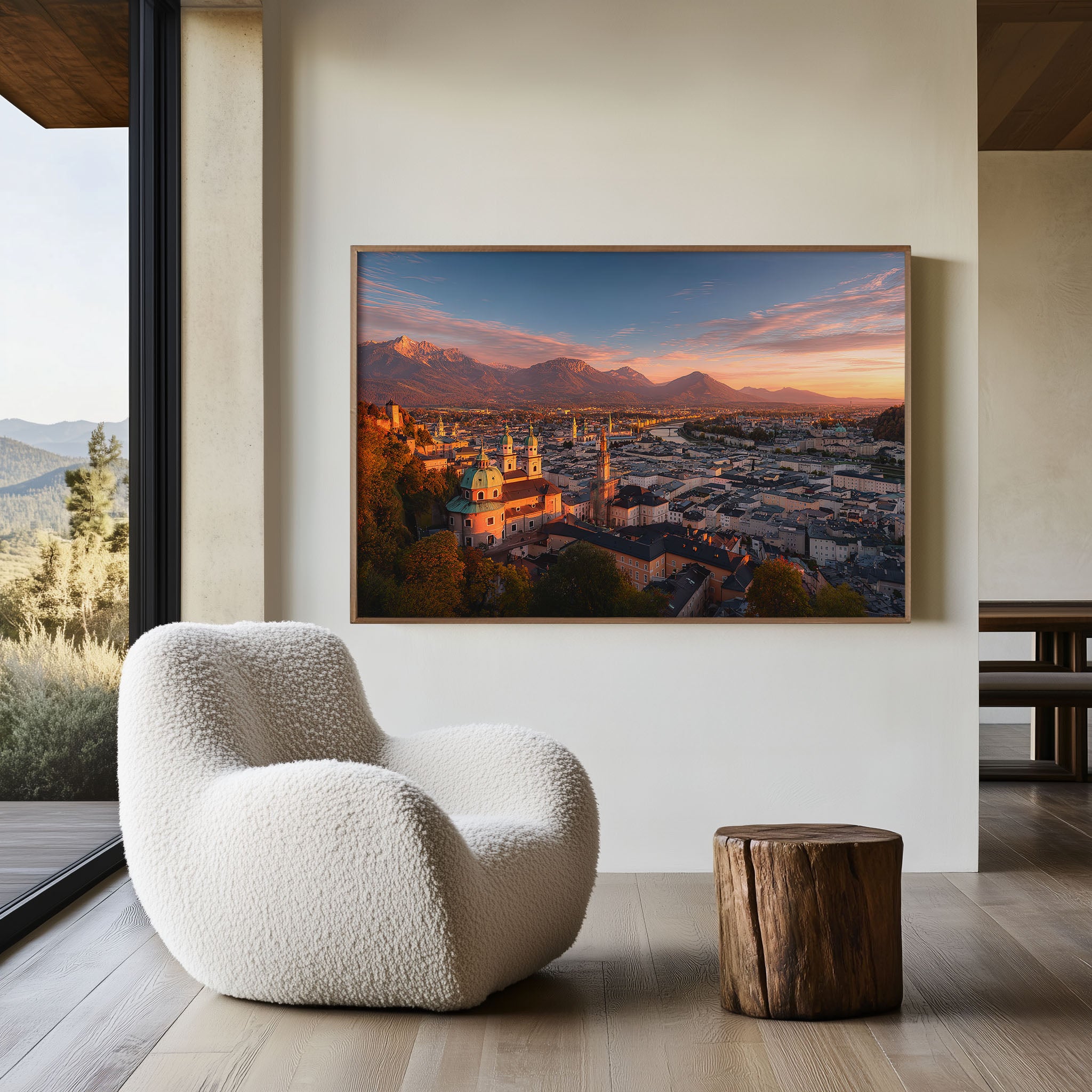 Salzburg Skyline Golden Hour Print – Alpine Wall Art