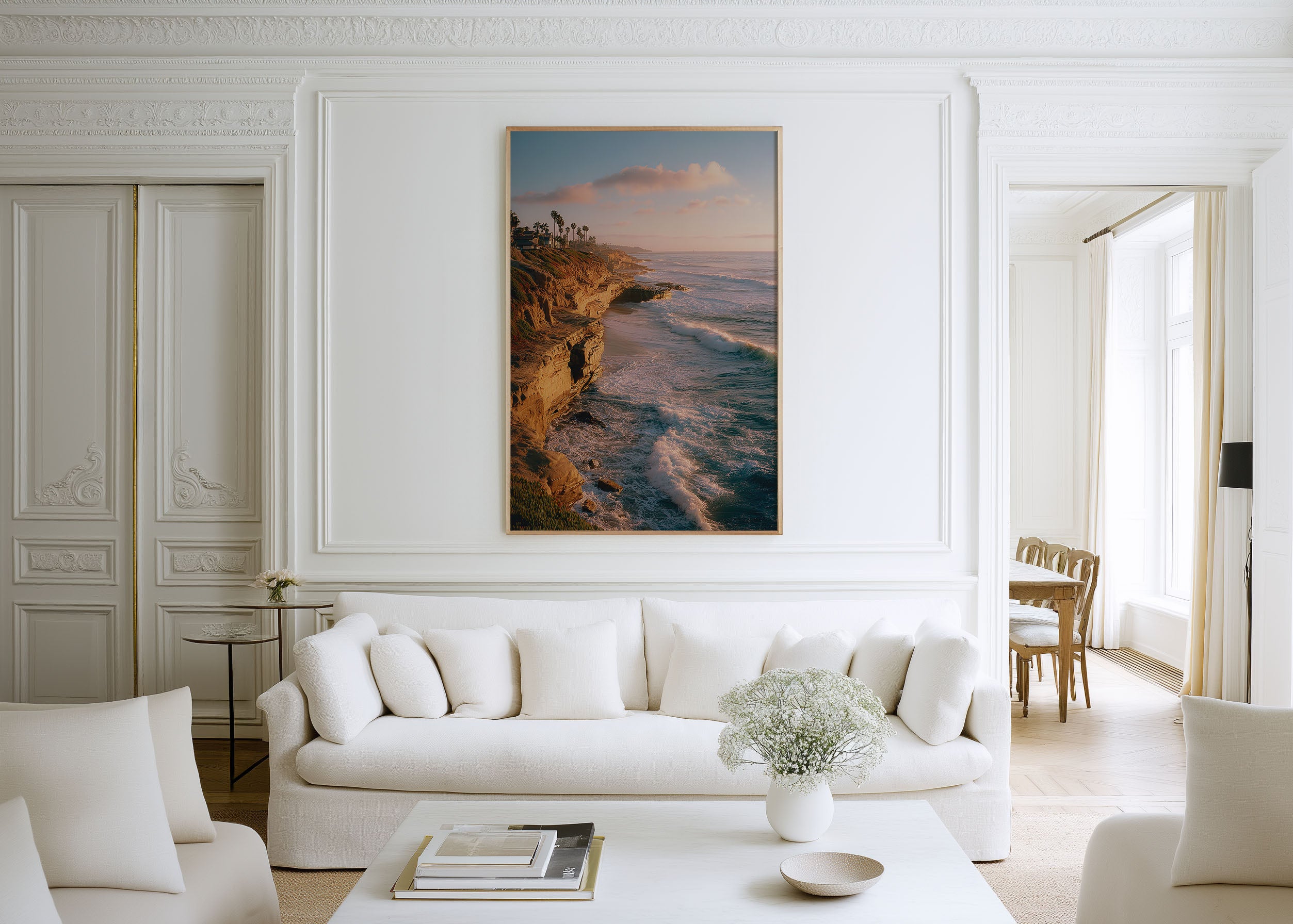 San Diego Coastal Wall Art Print – Sunset Ocean Cliffs Canvas, California Beach Landscape, Pacific Coast Decor