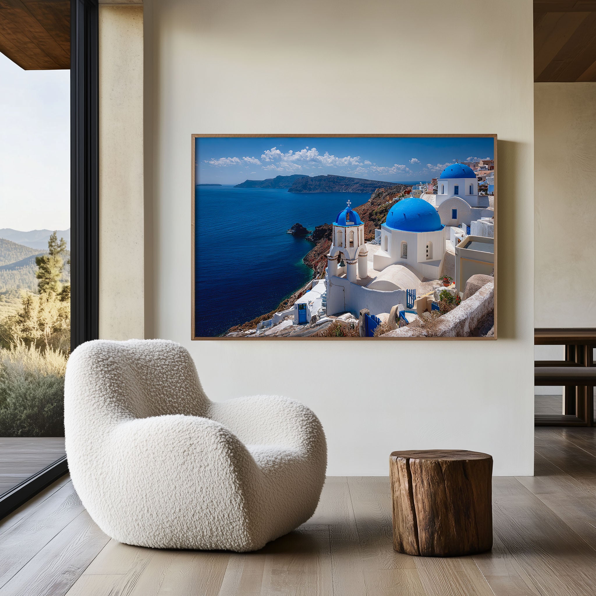 Santorini Blue Domes Oia Print – Greek Island Wall Art