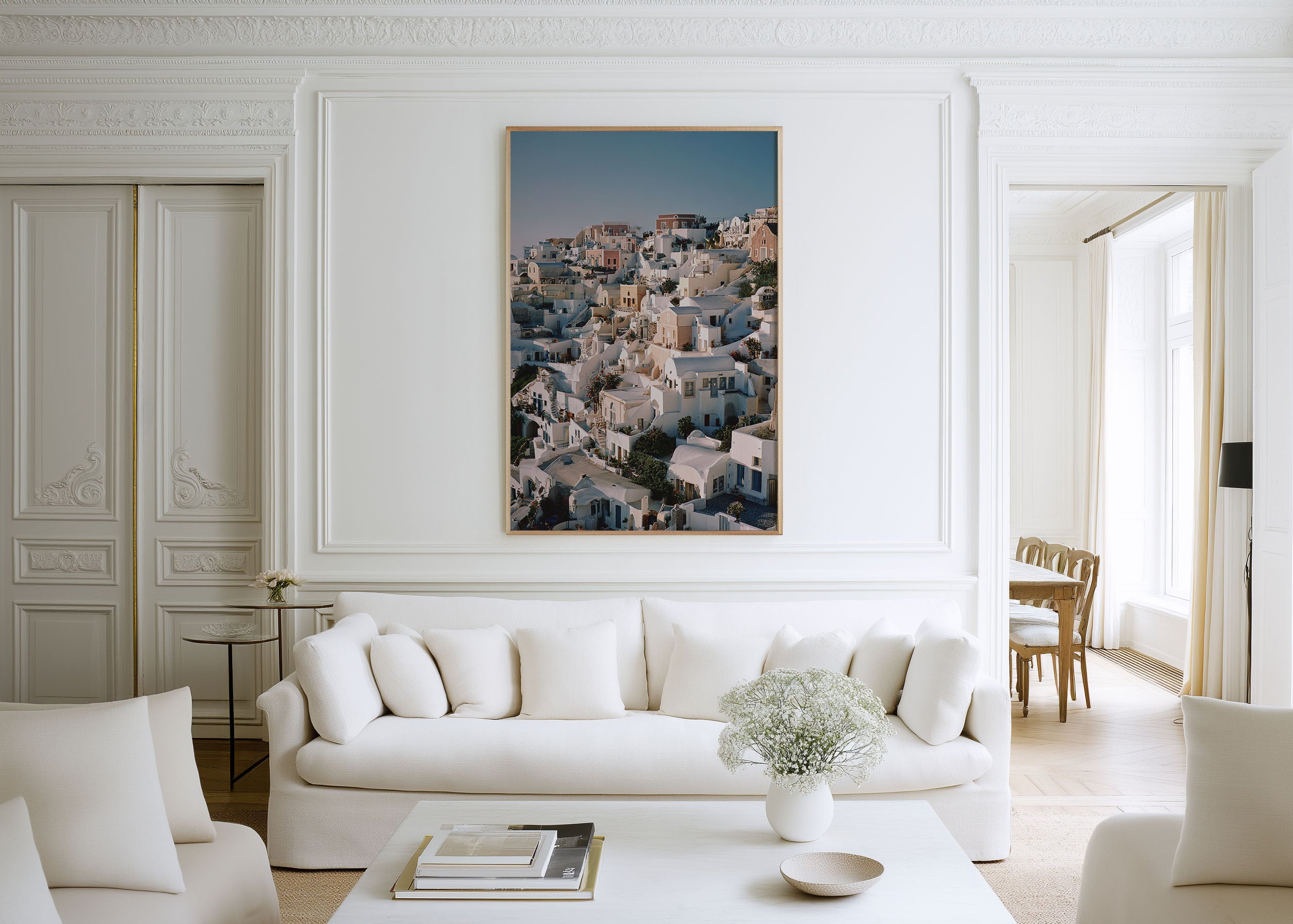 Santorini Oia Rooftops Wall Art Print | Greece White Cycladic Architecture Photography | Greek Islands Travel Poster | Mediterranean Home Decor