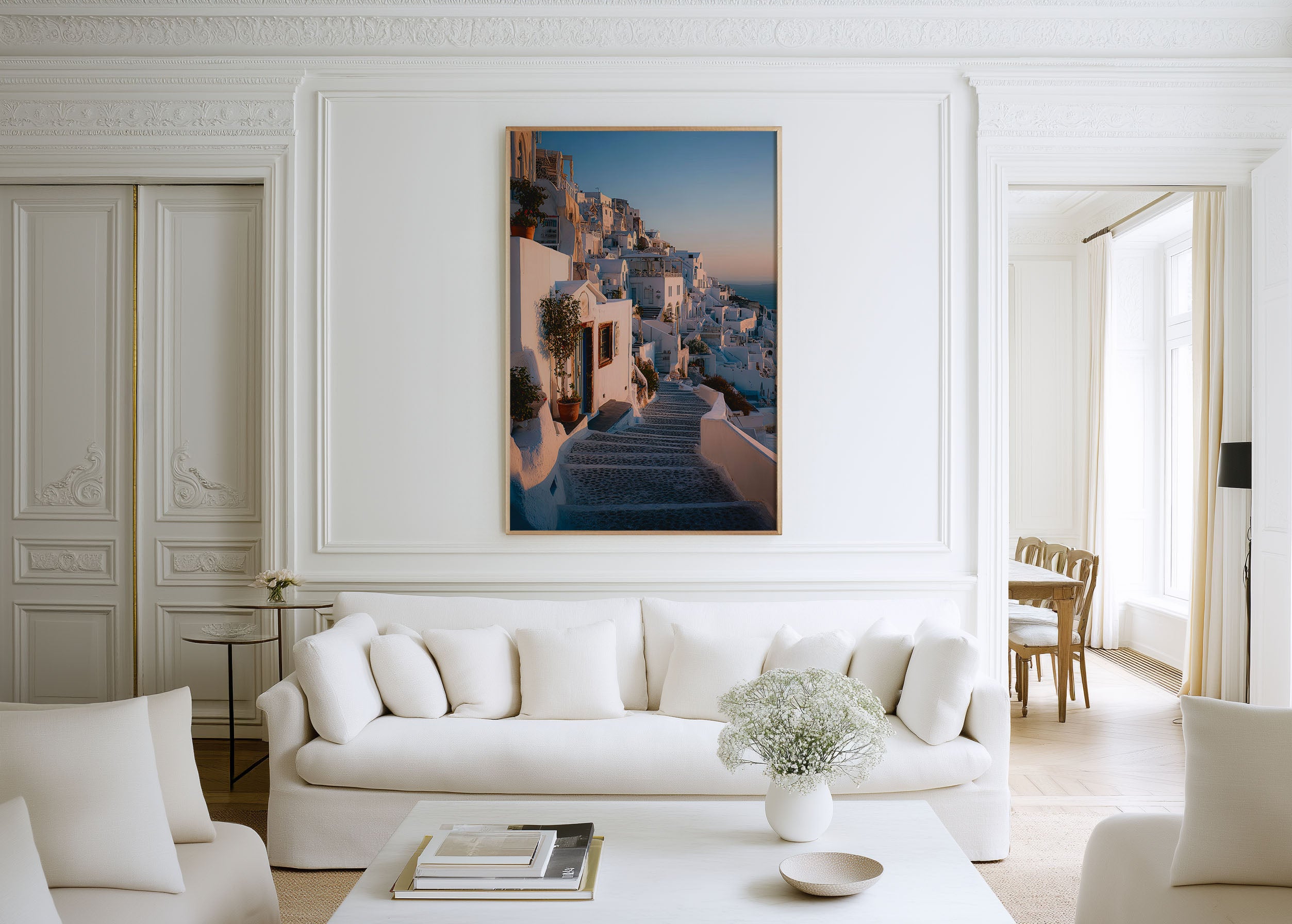 Santorini Stairway Wall Art Print | Greece Coastal Landscape Photography